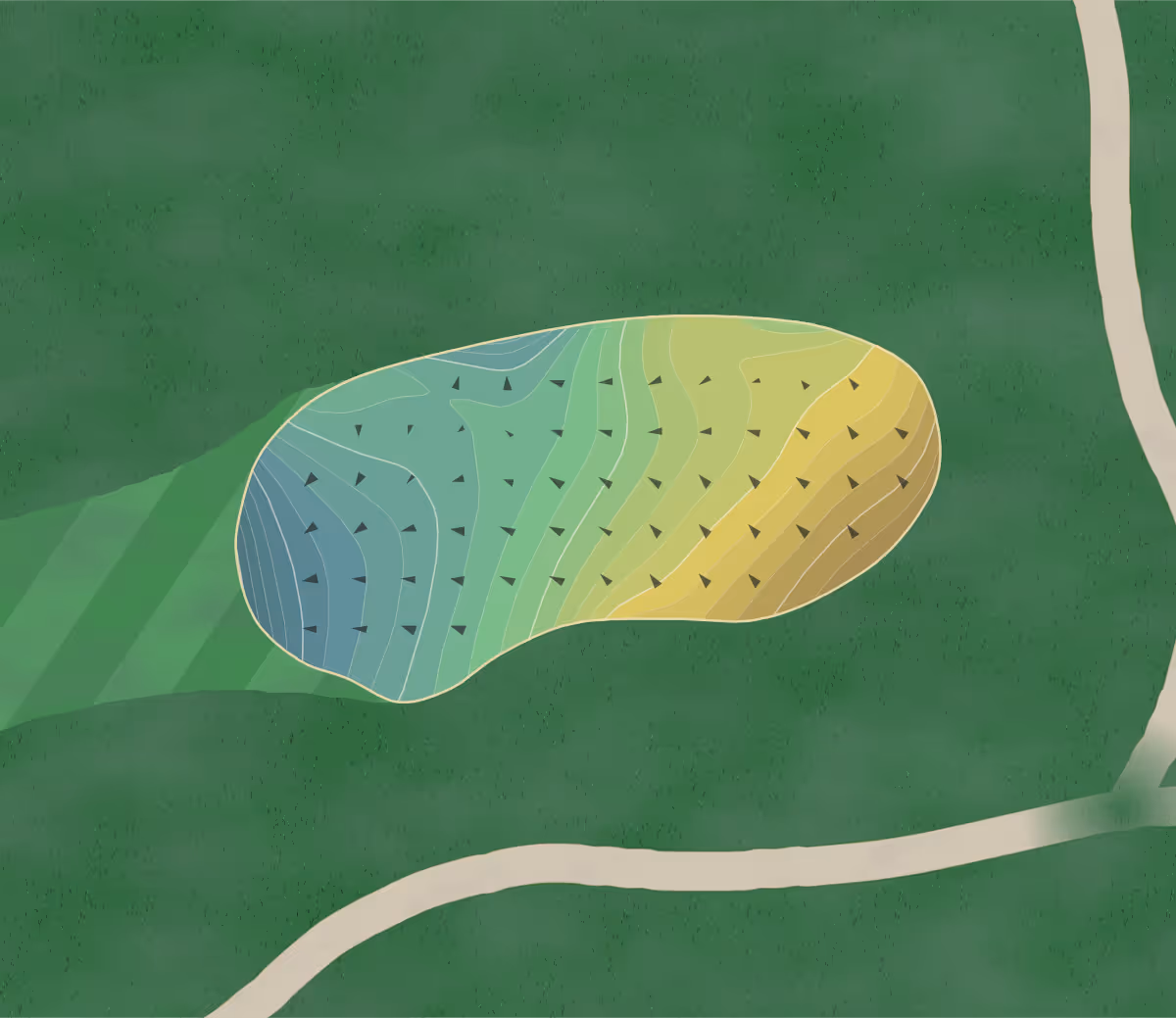 Green contour map of Gannon Municipal in Lynn, Massachusetts — 302 elevation contours at a 3-inch interval with fall-line arrows, traced from 1-meter lidar