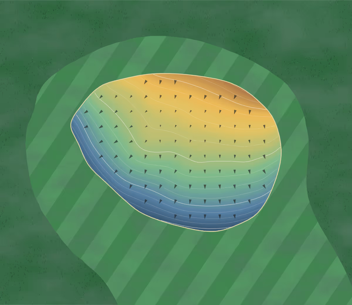 Green contour map of Gardner Gc in Marion, Iowa — 139 elevation contours at a 3-inch interval with fall-line arrows, traced from 1-meter lidar