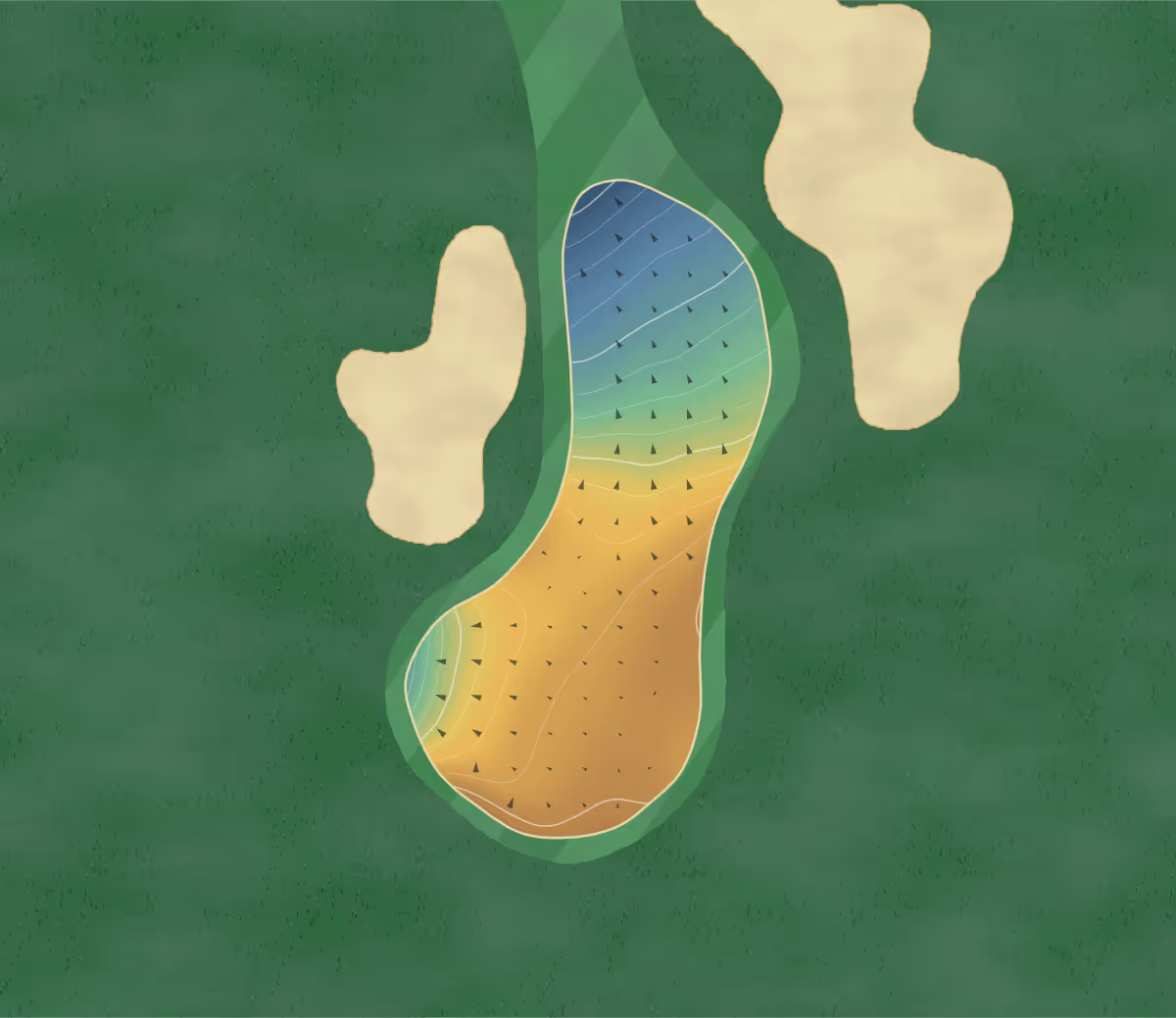 Green contour map of Garrison in Kingston, Canada — 184 elevation contours at a 8-centimeter interval with fall-line arrows, traced from 1-meter lidar