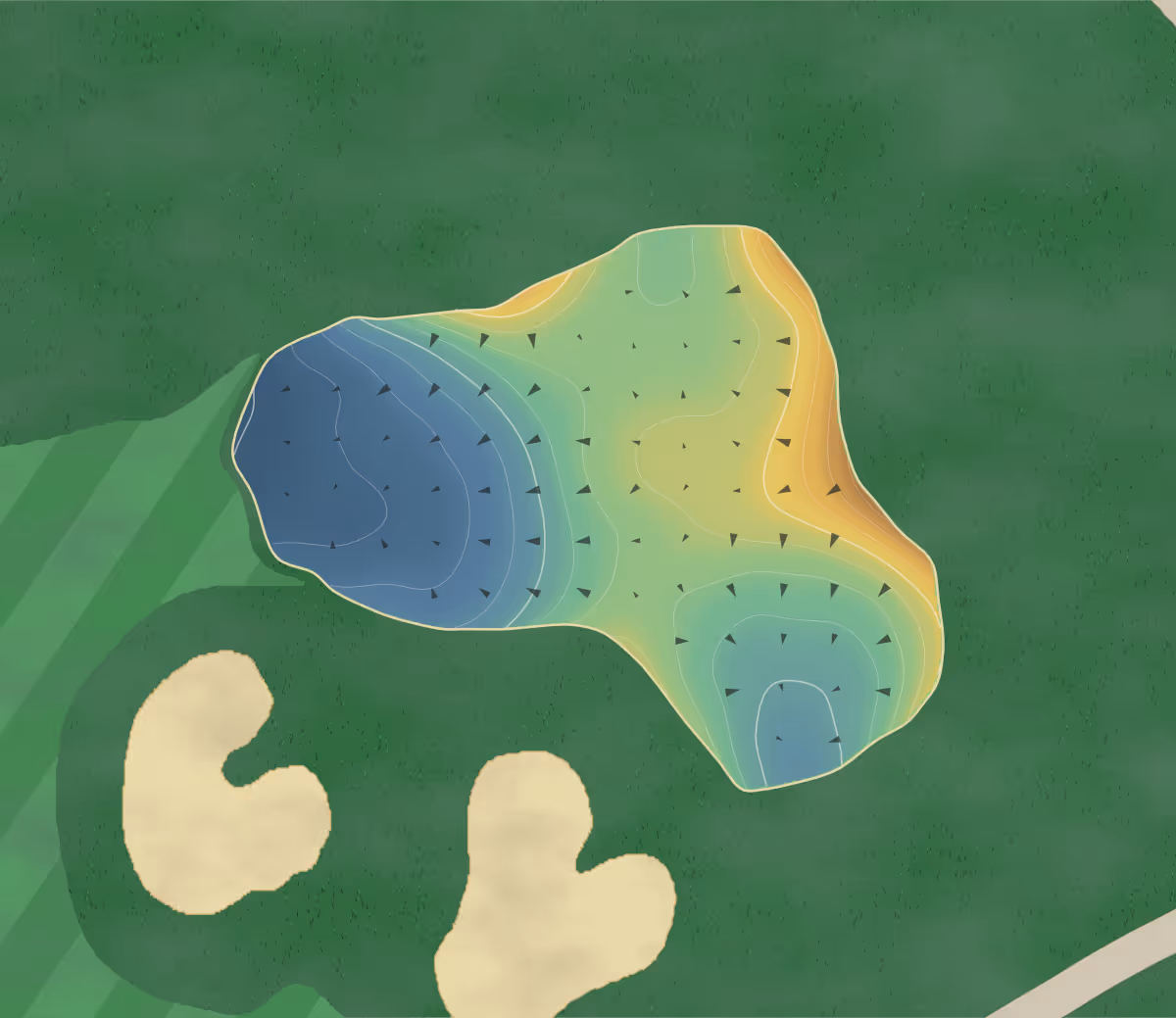 Green contour map of Garrisons Lake in Smyrna, Delaware: 179 elevation contours at a 3-inch interval with fall-line arrows, traced from 1-meter lidar