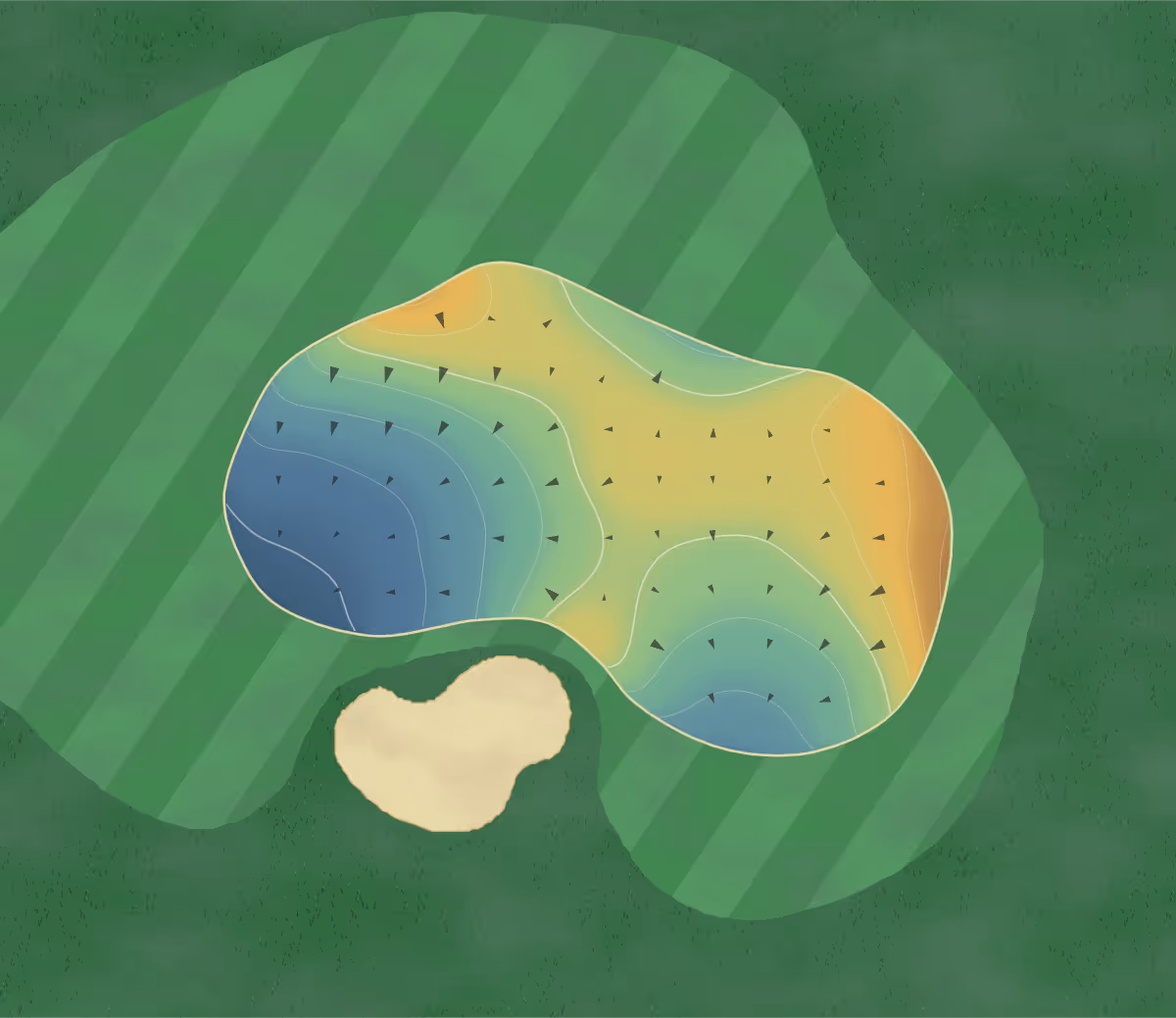 Green contour map of Gary Glen in Spring, Texas — 14 elevation contours at a 3-inch interval with fall-line arrows, traced from 1-meter lidar
