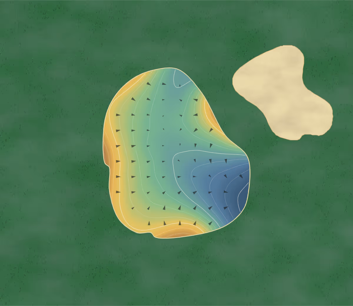 Green contour map of Gate F4 in Virginia, United States: 361 elevation contours at a 3-inch interval with fall-line arrows, traced from 1-meter lidar