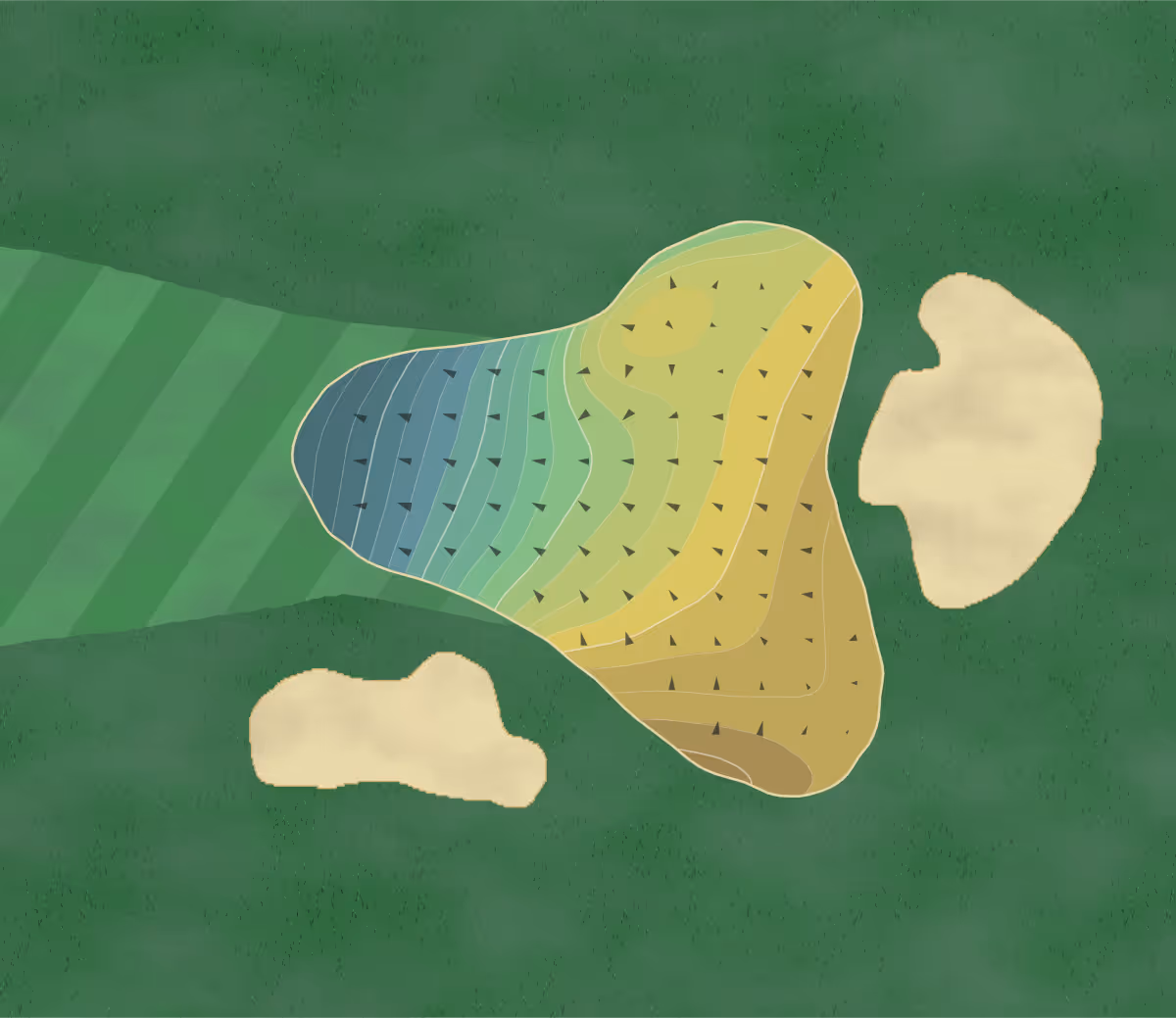 Green contour map of Gaylord in Gaylord, Michigan — 237 elevation contours at a 3-inch interval with fall-line arrows, traced from 1-meter lidar
