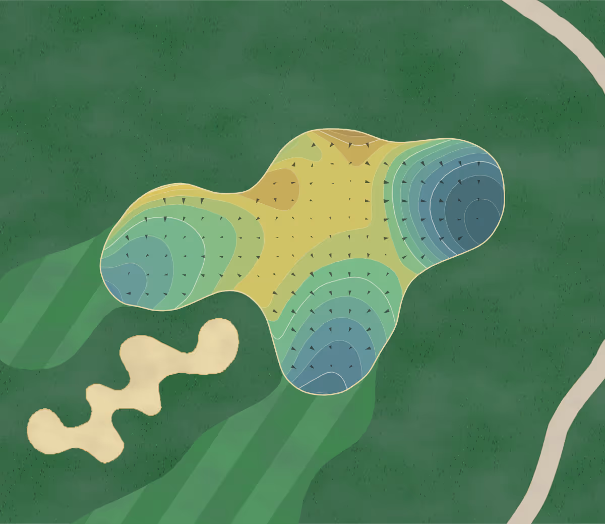 Green contour map of Gc Black in Coeur D'Alene, Idaho — 383 elevation contours at a 3-inch interval with fall-line arrows, traced from 1-meter lidar