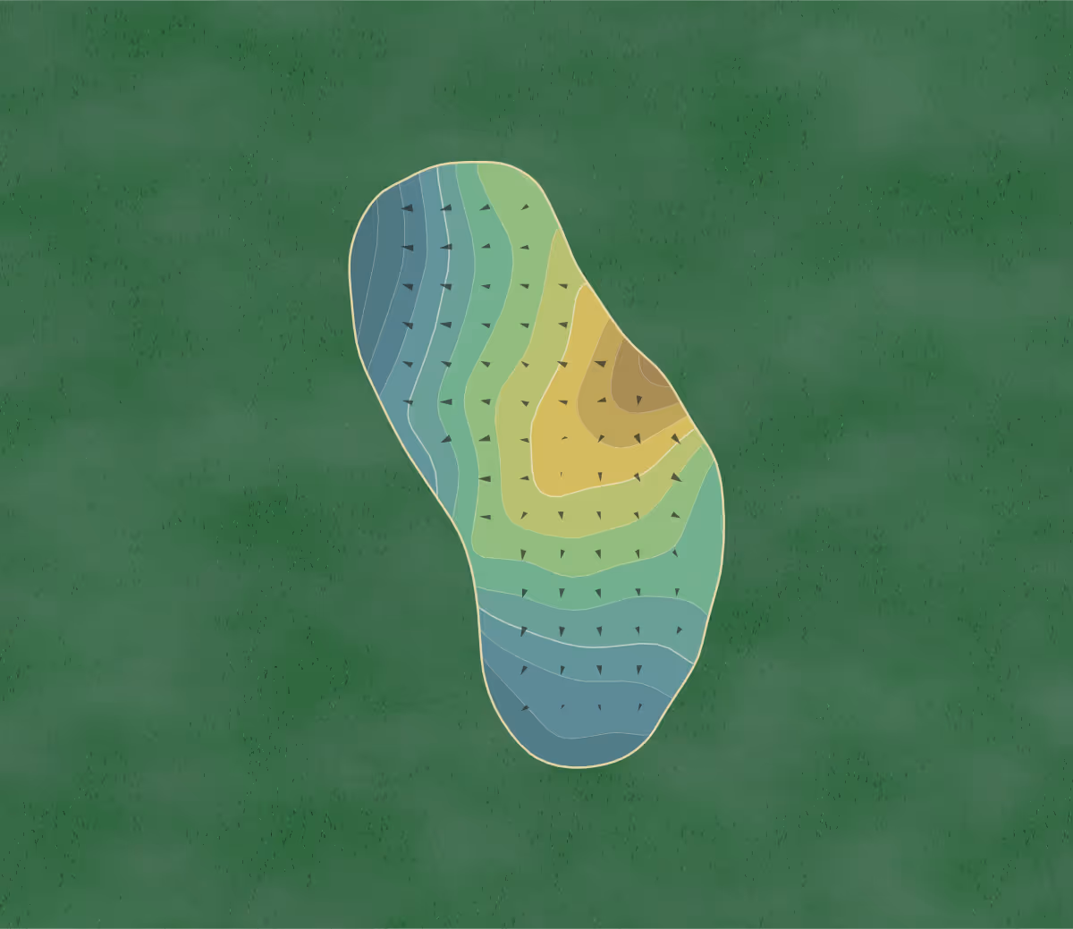 Green contour map of GC Cypress in Port Orange, Florida — 171 elevation contours at a 3-inch interval with fall-line arrows, traced from 1-meter lidar