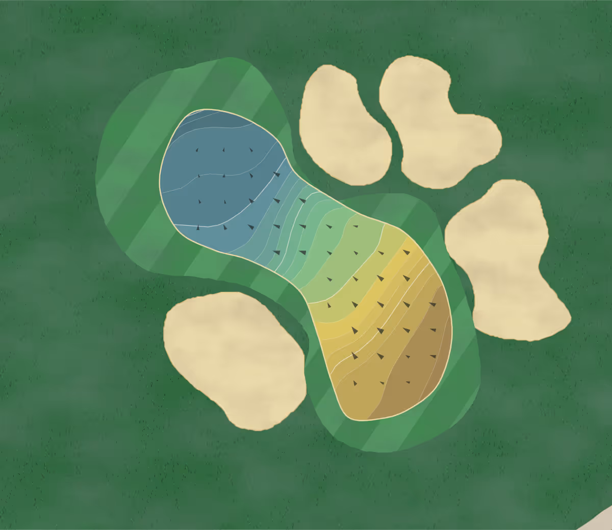 Green contour map of Gc Fossil in Fort Worth, Texas — 188 elevation contours at a 3-inch interval with fall-line arrows, traced from 1-meter lidar