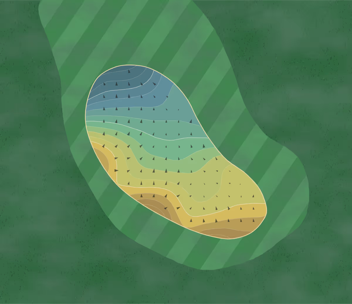 Green contour map of Gc Redmond in Redmond, Washington — 183 elevation contours at a 3-inch interval with fall-line arrows, traced from 1-meter lidar