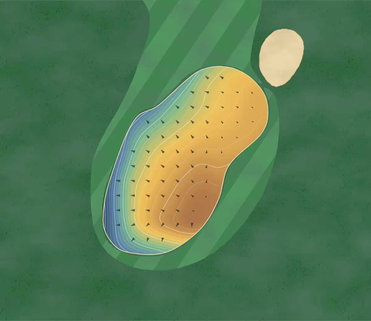 Green contour map of Gene Pray Memorial in El Dorado Springs, Missouri: 96 elevation contours at a 3-inch interval with fall-line arrows, traced from 1-meter lidar