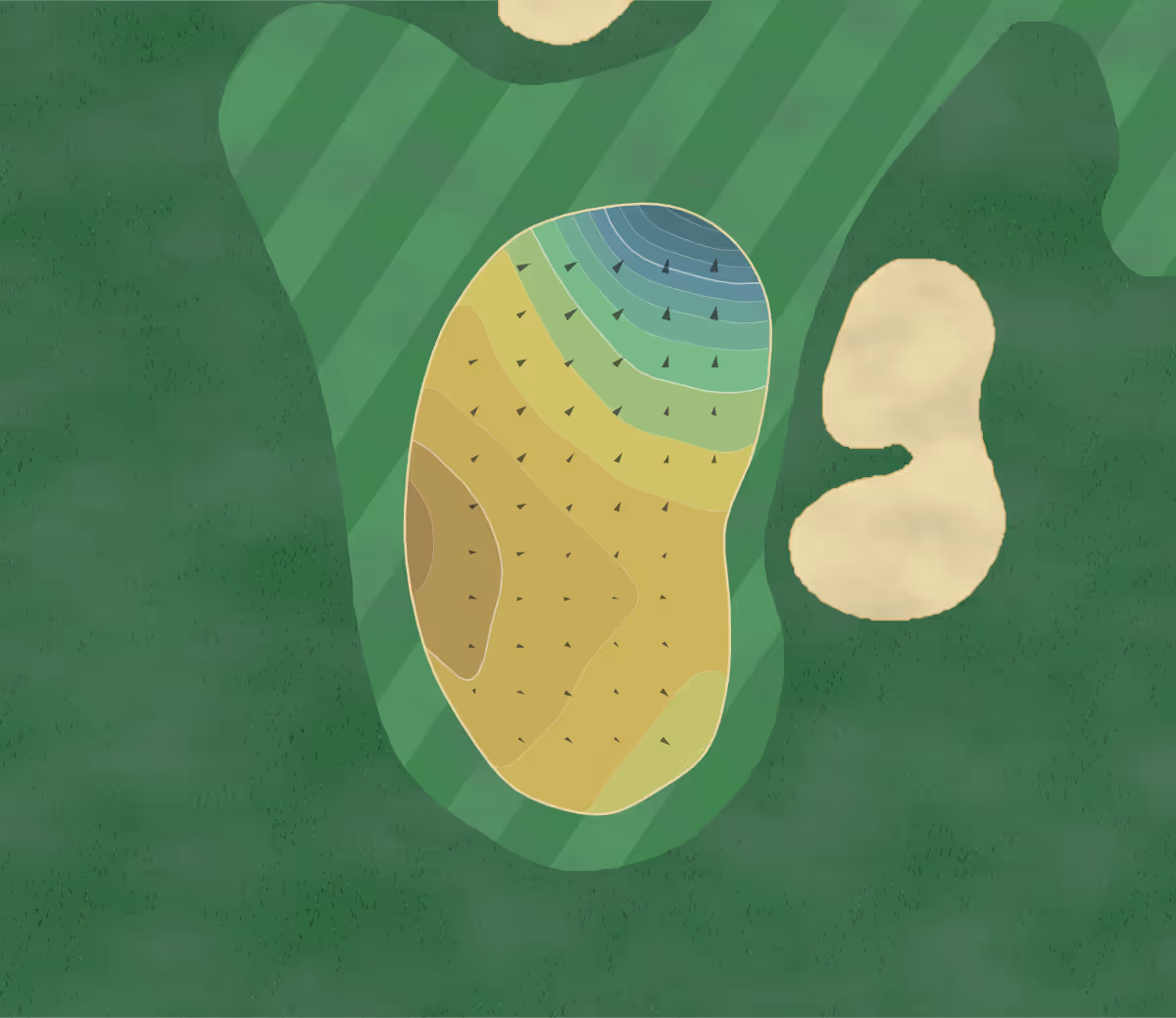 Green contour map of Georgia National in McDonough, Georgia — 133 elevation contours at a 3-inch interval with fall-line arrows, traced from 1-meter lidar