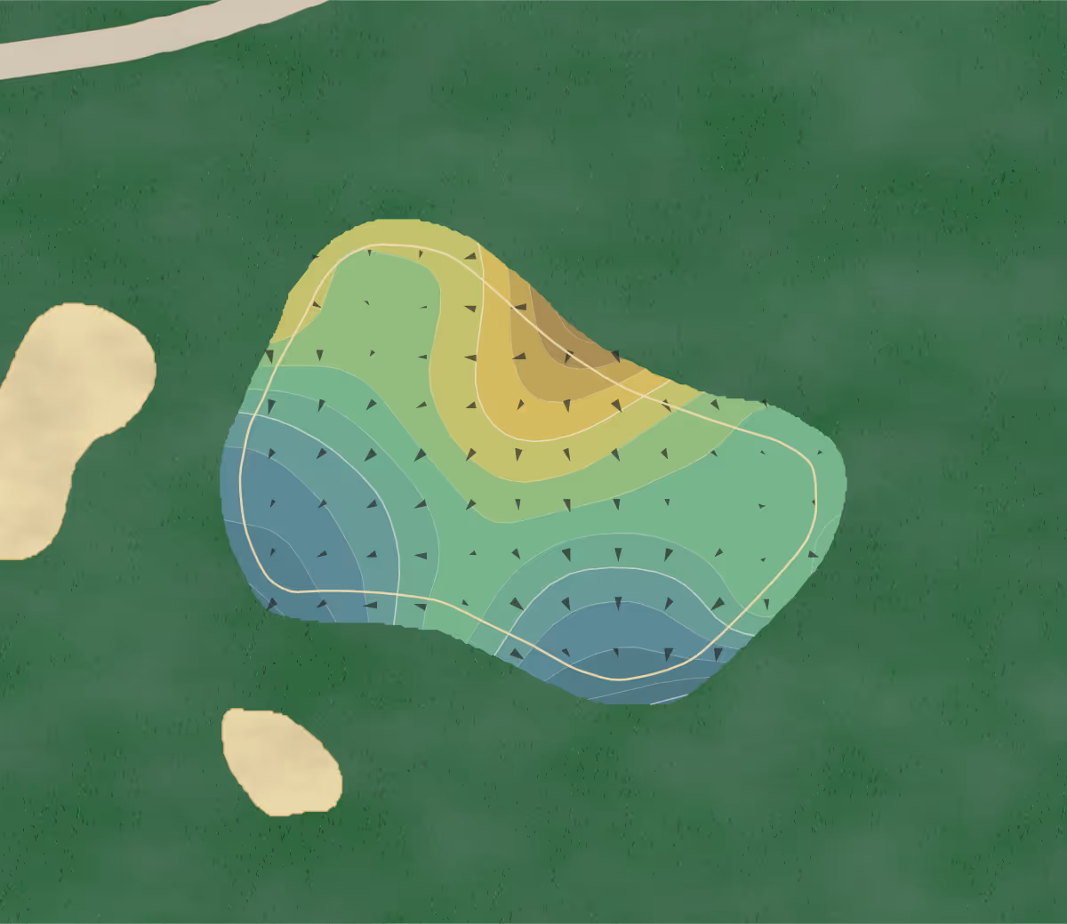 Green contour map of Gibson Bay in Richmond, Kentucky — 184 elevation contours at a 3-inch interval with fall-line arrows, traced from 1-meter lidar
