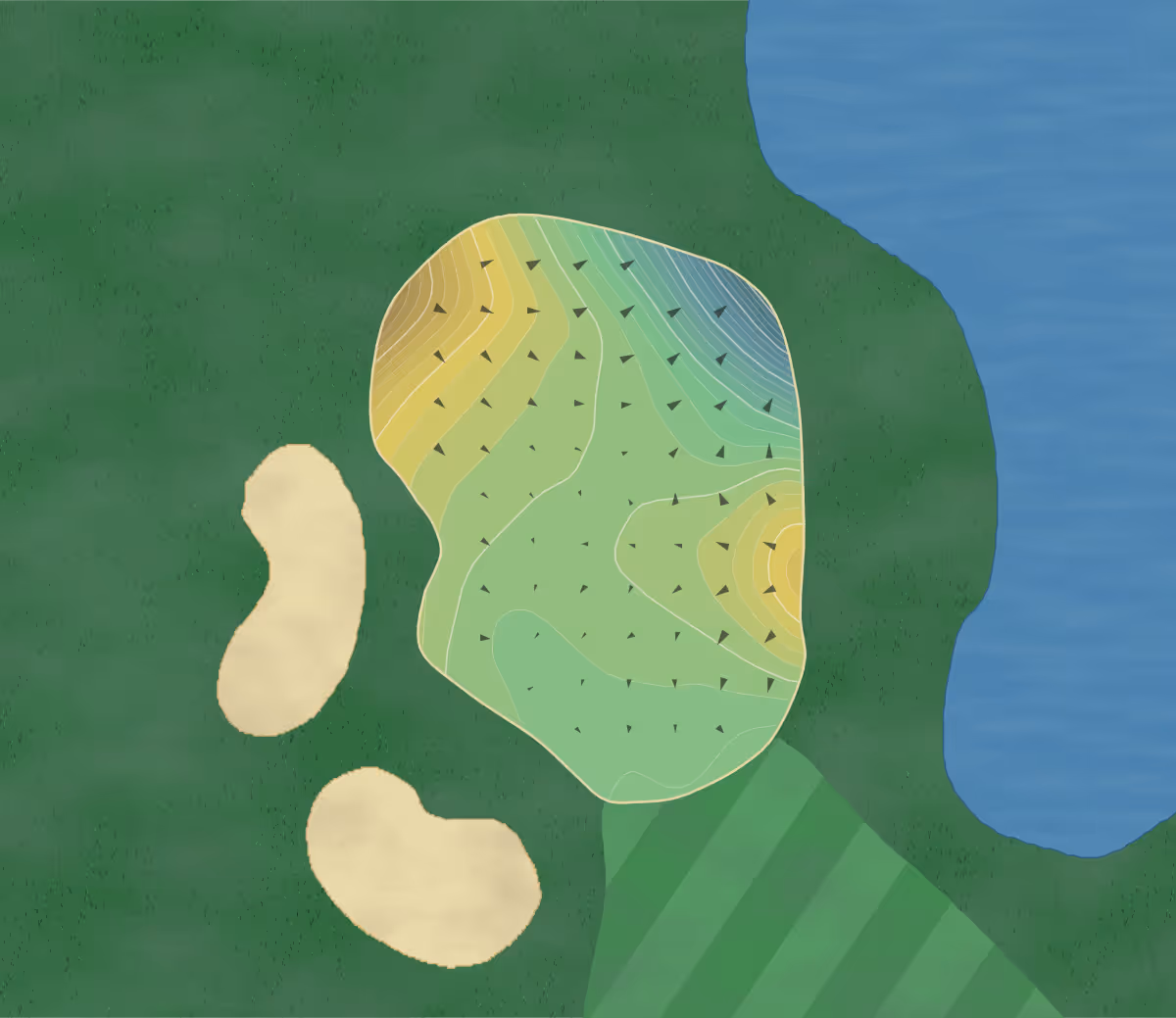 Green contour map of Glade Valley in Walkersville, Maryland — 272 elevation contours at a 3-inch interval with fall-line arrows, traced from 1-meter lidar
