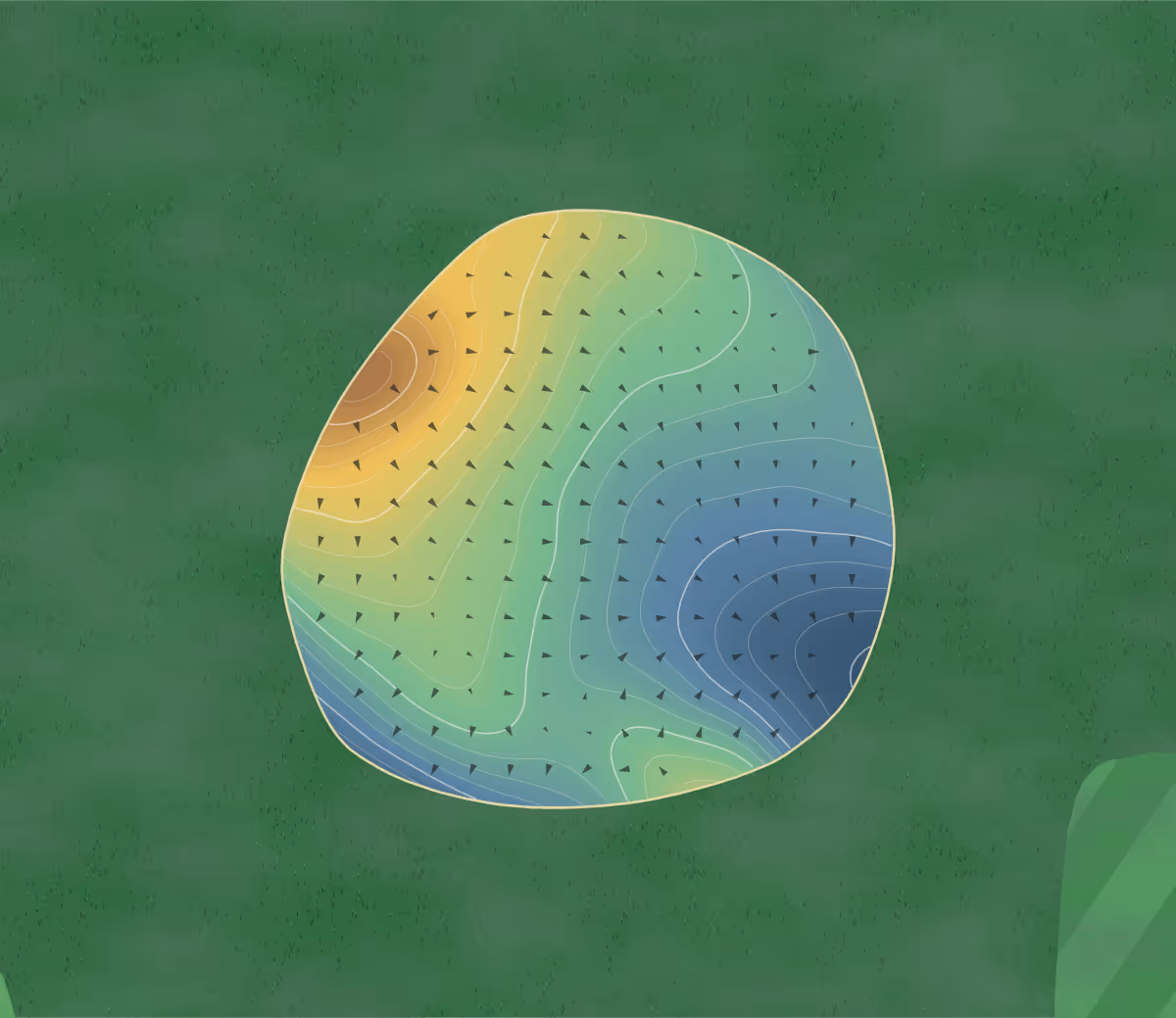 Green contour map of Gladstone CC in Gladstone, Canada: 115 elevation contours at a 8-centimeter interval with fall-line arrows, traced from 1-meter lidar