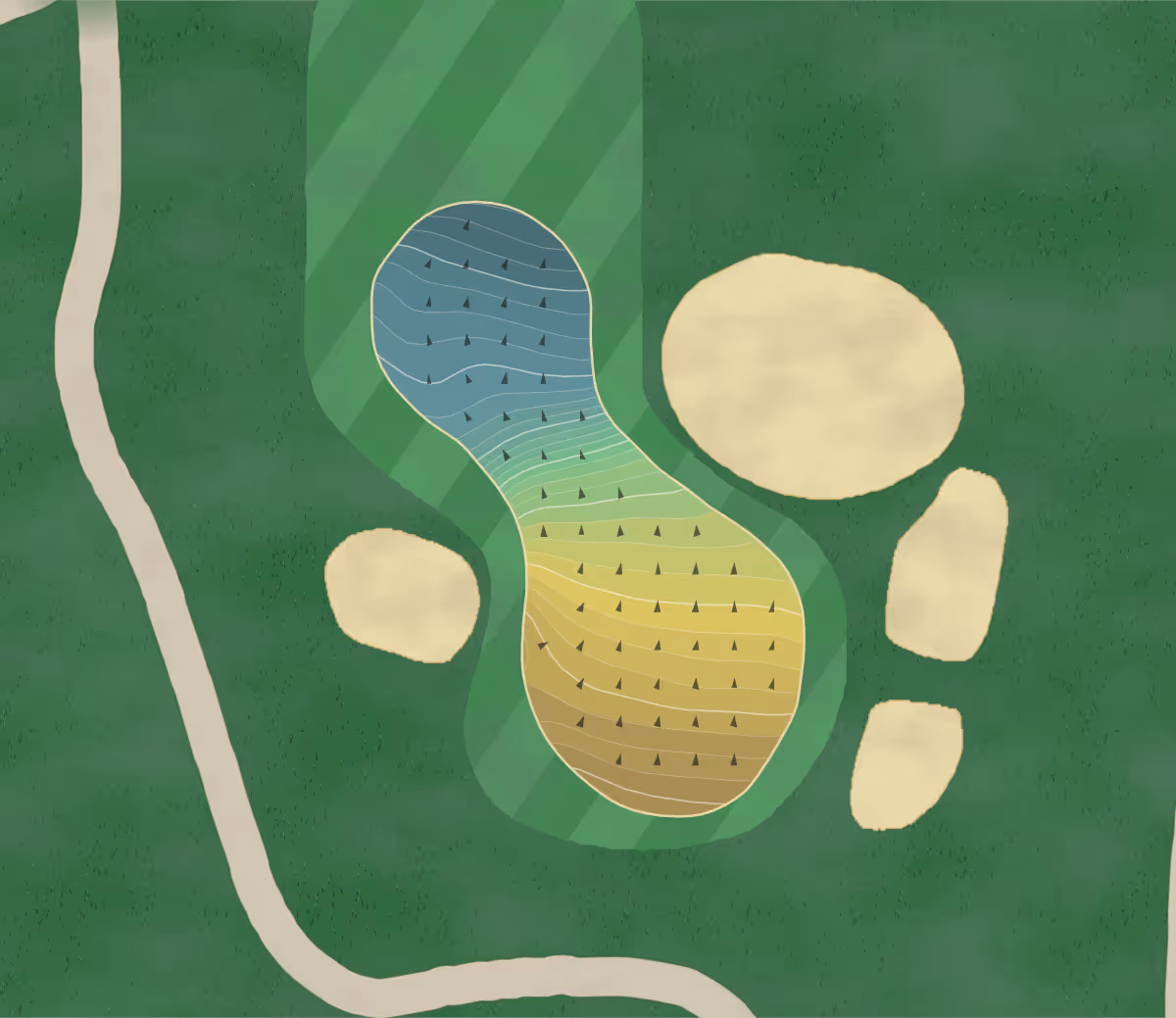 Green contour map of Glen Acres in Seattle, Washington — 132 elevation contours at a 3-inch interval with fall-line arrows, traced from 1-meter lidar