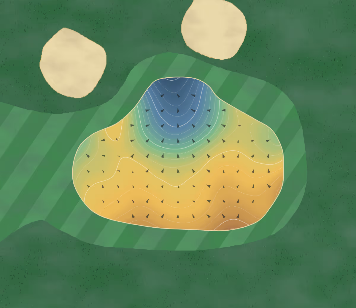 Green contour map of Glen Eagle in Columbia City, Indiana — 191 elevation contours at a 3-inch interval with fall-line arrows, traced from 1-meter lidar