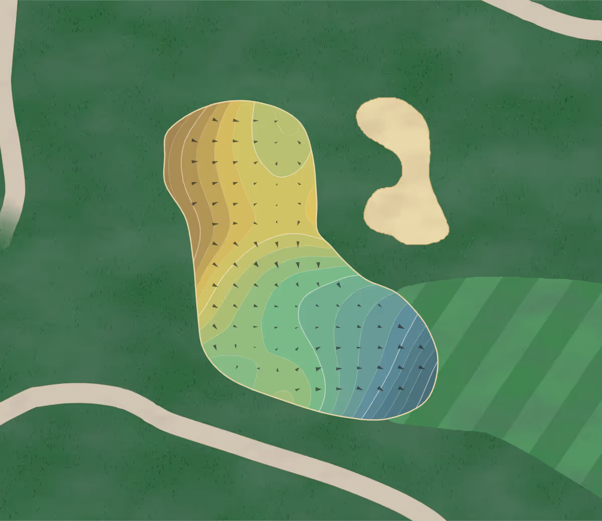 Green contour map of Glen Erin in Janesville, Wisconsin — 288 elevation contours at a 3-inch interval with fall-line arrows, traced from 1-meter lidar