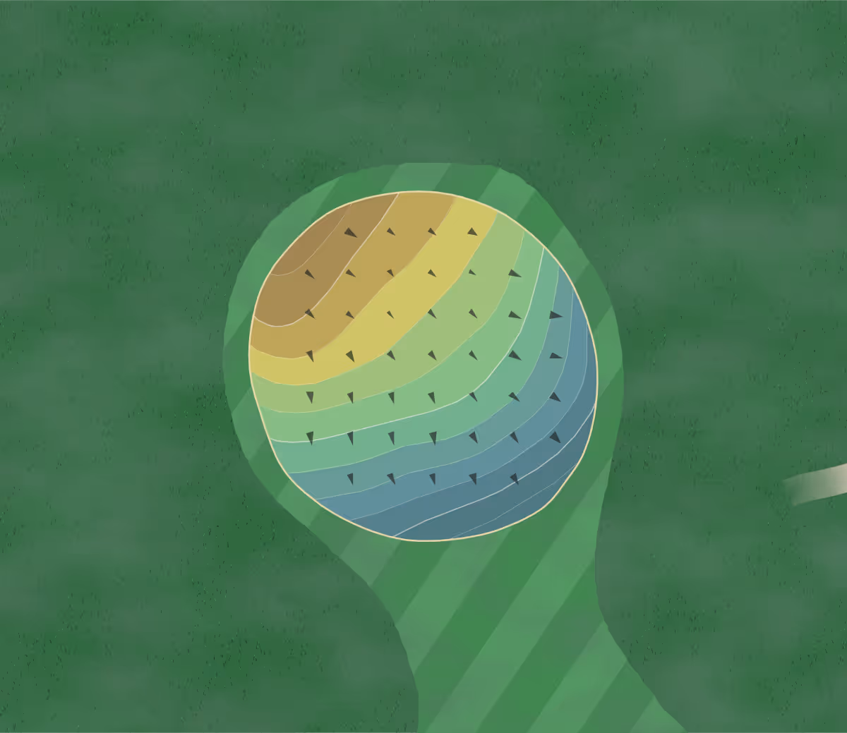 Green contour map of Glen Golf in Madison, Wisconsin — 84 elevation contours at a 3-inch interval with fall-line arrows, traced from 1-meter lidar