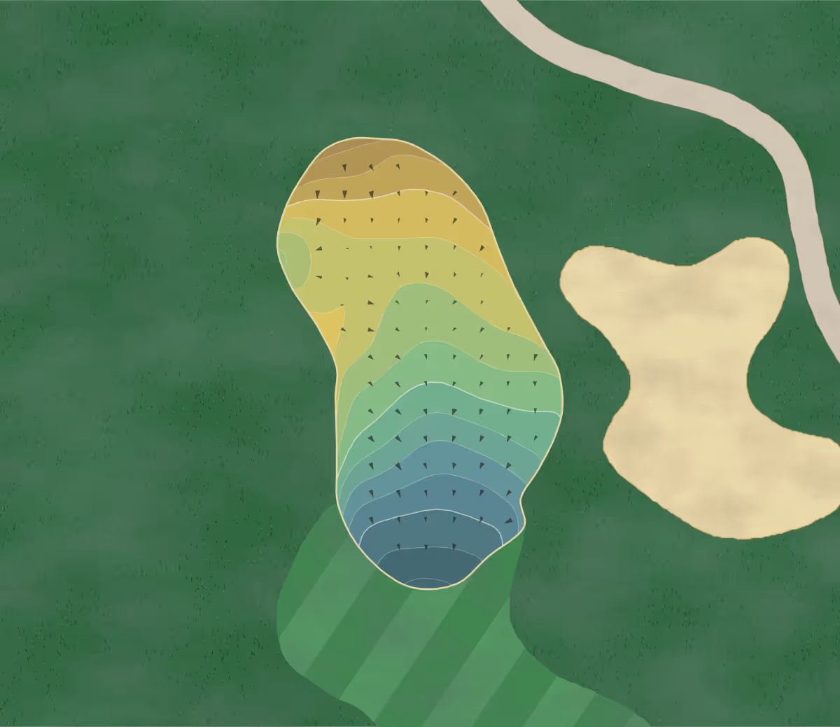 Green contour map of Glen Lake in Minnetonka, Minnesota — 101 elevation contours at a 3-inch interval with fall-line arrows, traced from 1-meter lidar