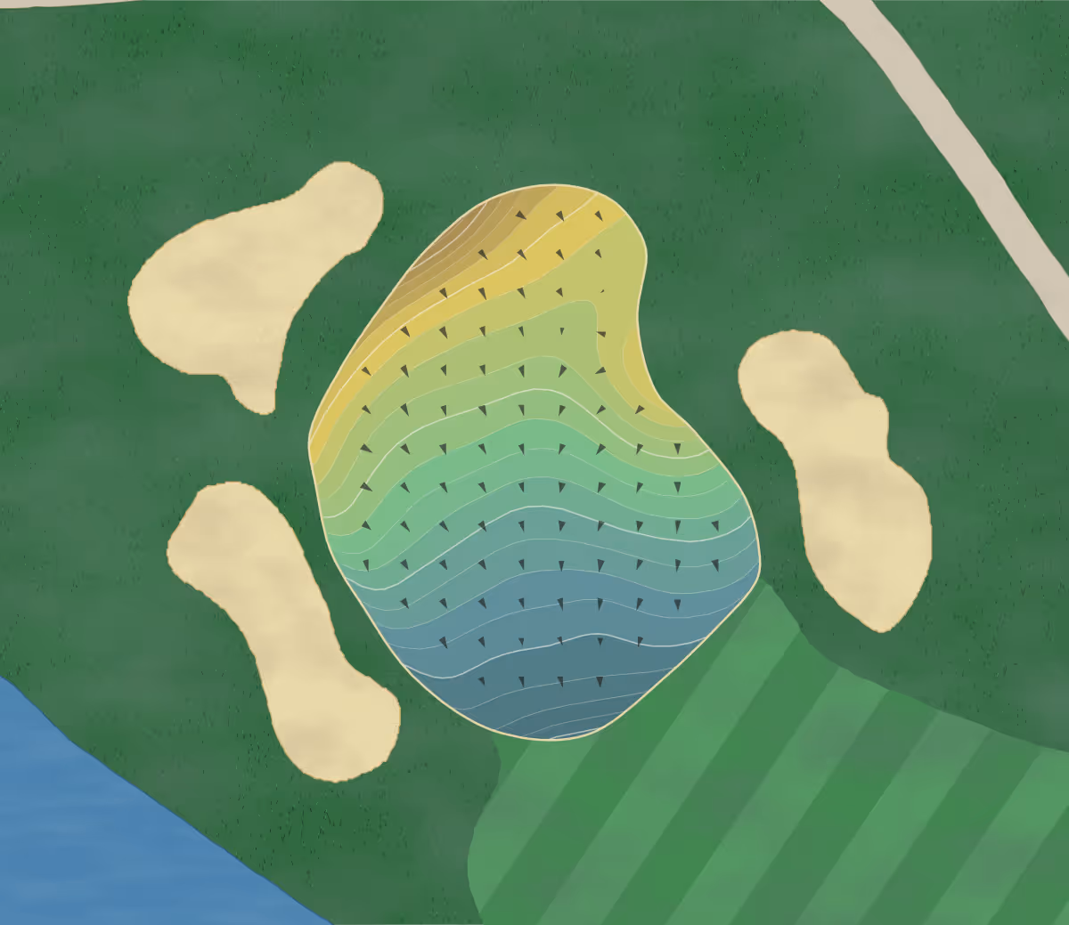 Green contour map of Glendarin Hills in Angola, Indiana — 248 elevation contours at a 3-inch interval with fall-line arrows, traced from 1-meter lidar