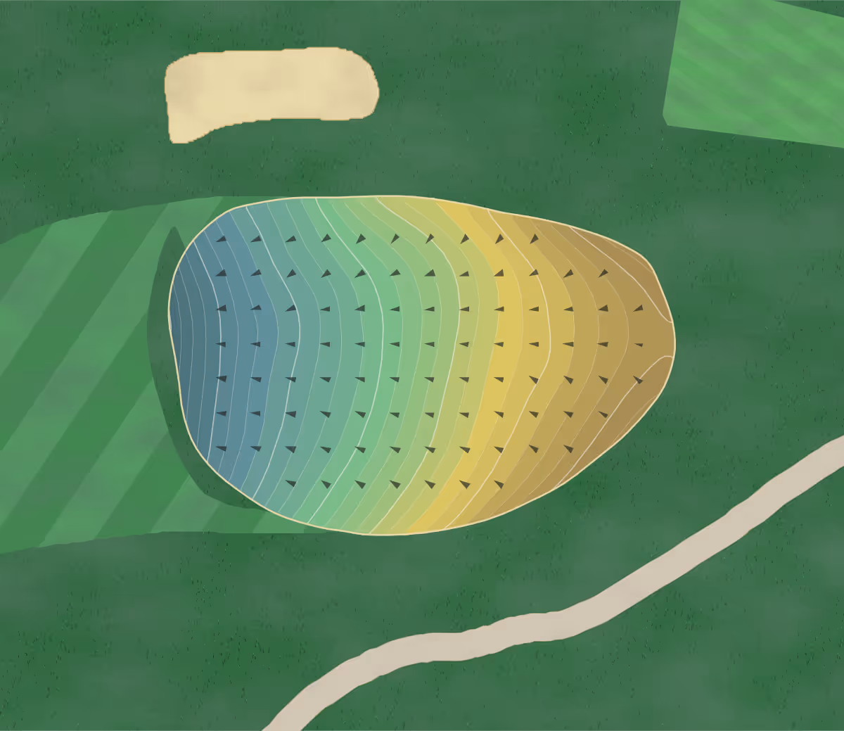 Green contour map of Glens Falls in Queensbury, New York — 309 elevation contours at a 3-inch interval with fall-line arrows, traced from 1-meter lidar