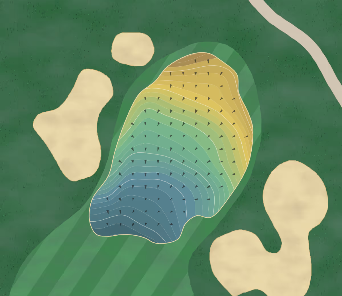 Green contour map of Glenview in The Villages, Florida — 153 elevation contours at a 3-inch interval with fall-line arrows, traced from 1-meter lidar
