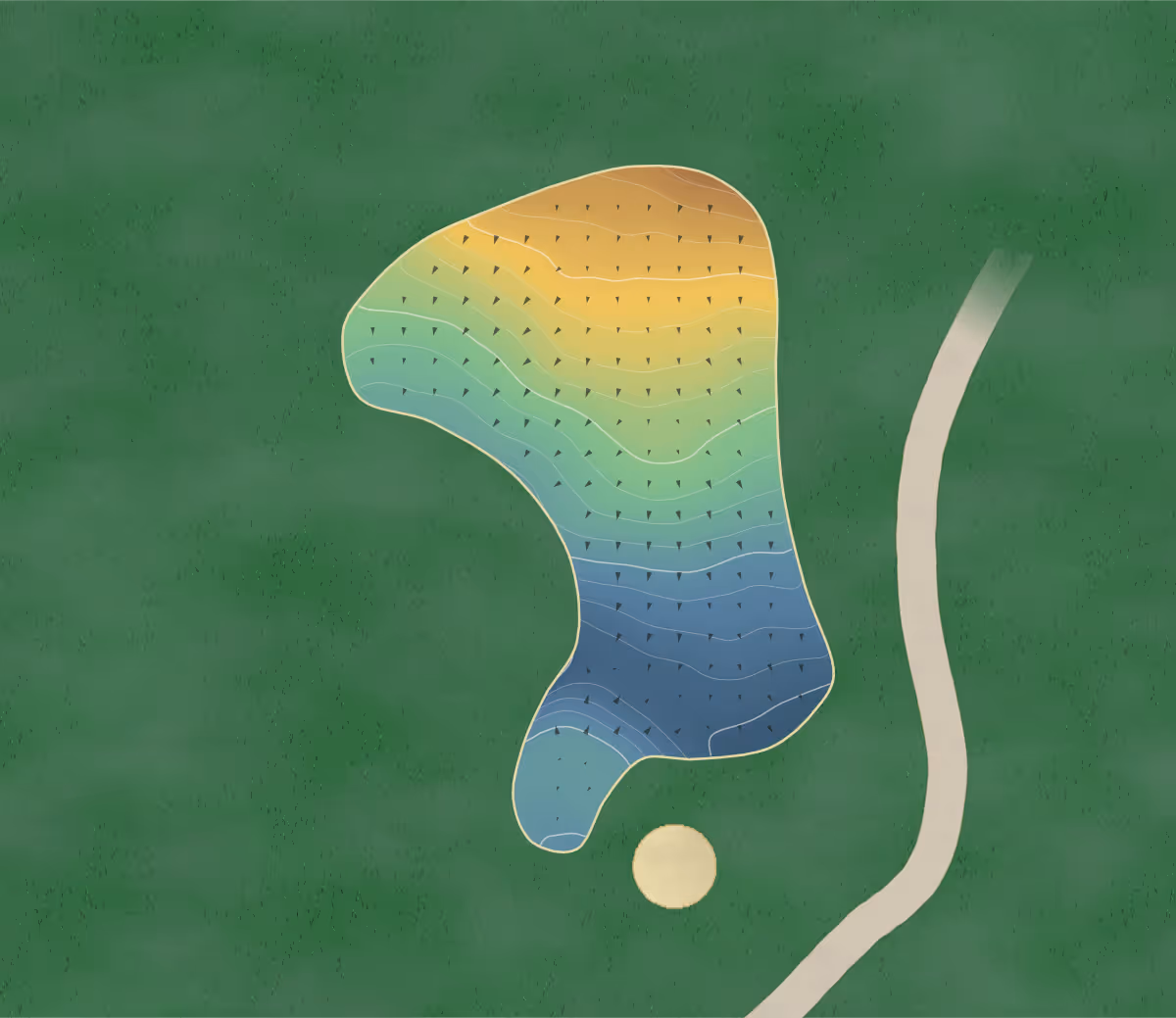 Green contour map of Golden Eagle in Fifty Lakes, Minnesota — 193 elevation contours at a 3-inch interval with fall-line arrows, traced from 1-meter lidar