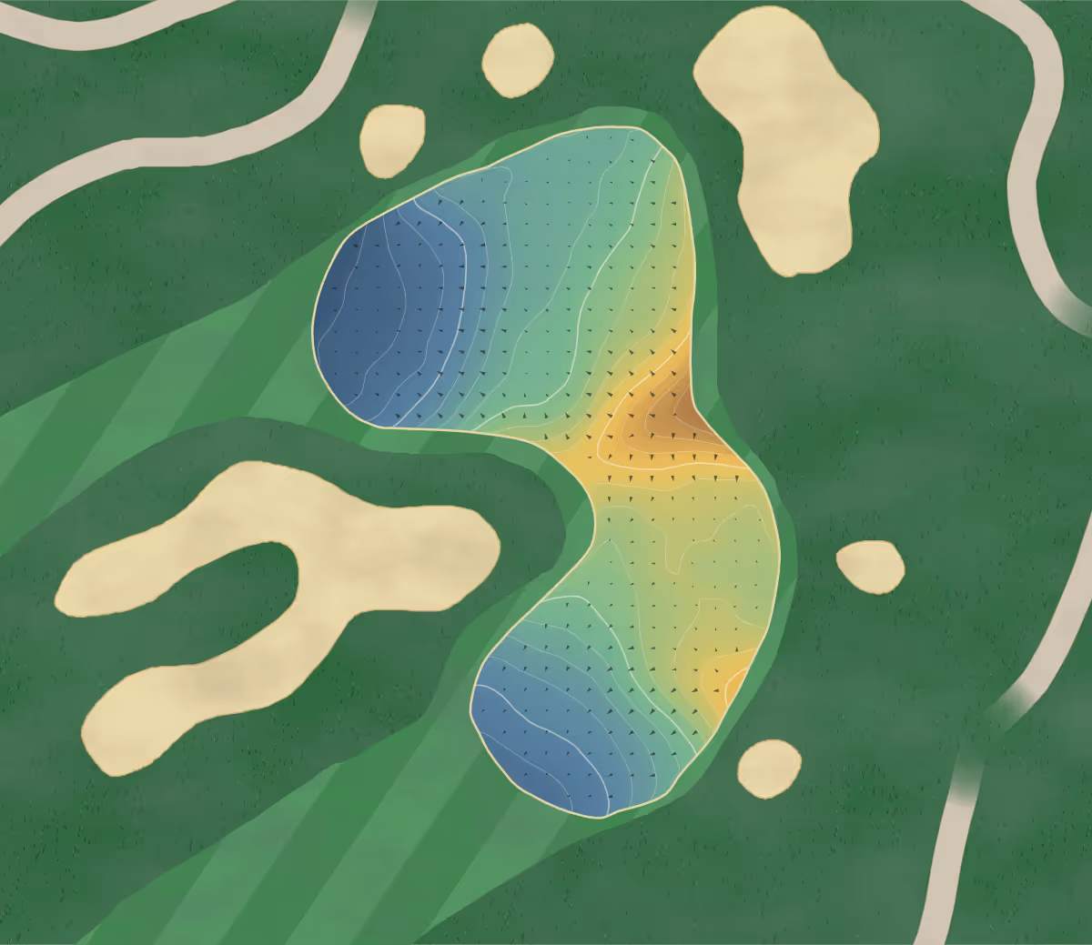 Green contour map of Golden Eagle in Maple Ridge, Canada: 190 elevation contours at a 8-centimeter interval with fall-line arrows, traced from 1-meter lidar