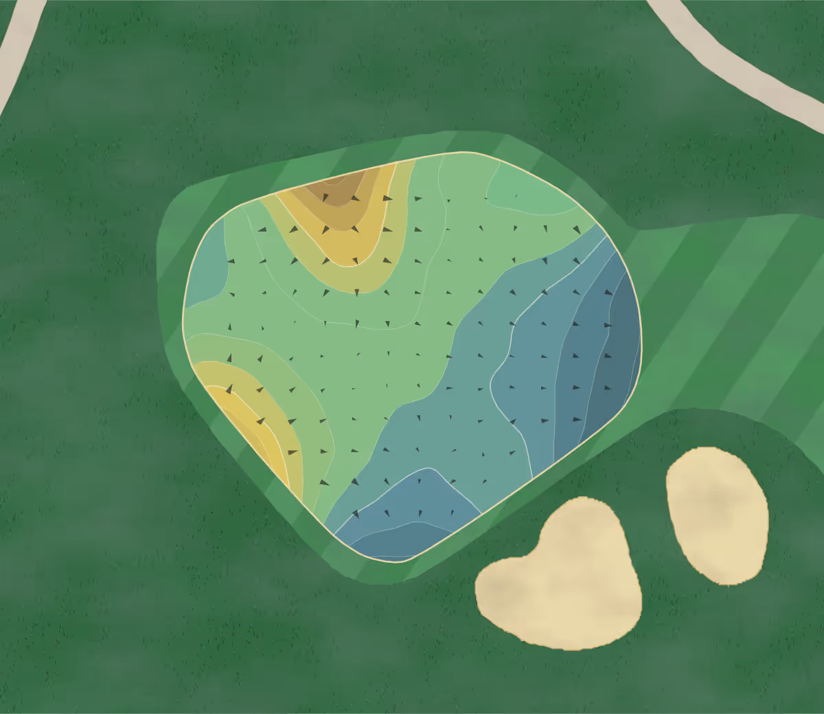 Green contour map of Golden Hawk in Casco Twp, Michigan — 204 elevation contours at a 3-inch interval with fall-line arrows, traced from 1-meter lidar