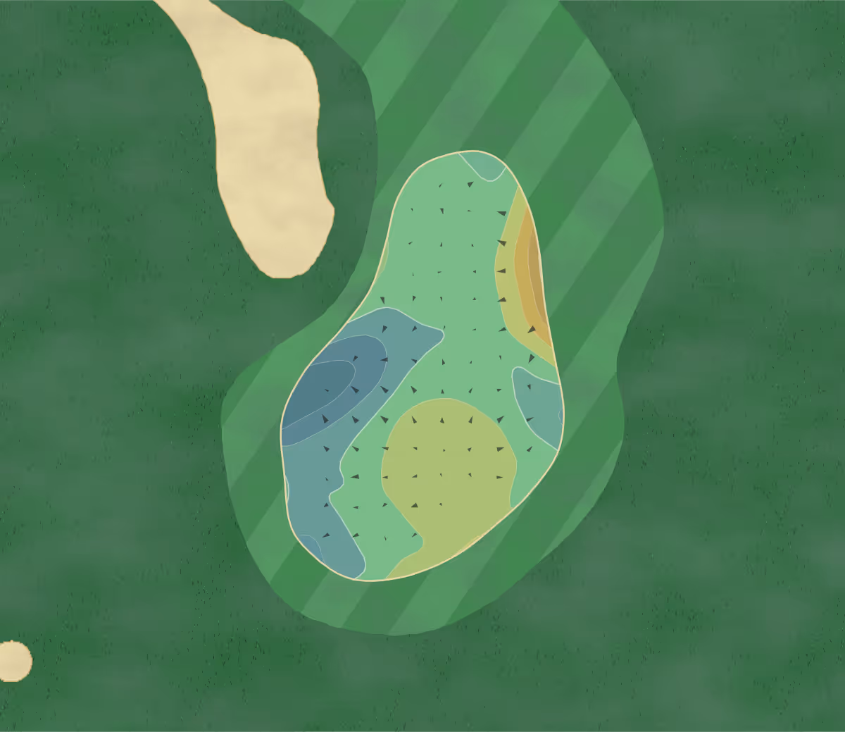 Green contour map of Domaine Impérial in Villa Prangins, Switzerland — 178 elevation contours at a 8-centimeter interval with fall-line arrows, traced from 1-meter lidar