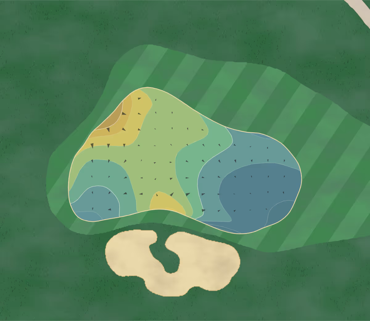 Green contour map of Estrella in Goodyear, Arizona — 167 elevation contours at a 3-inch interval with fall-line arrows, traced from 1-meter lidar