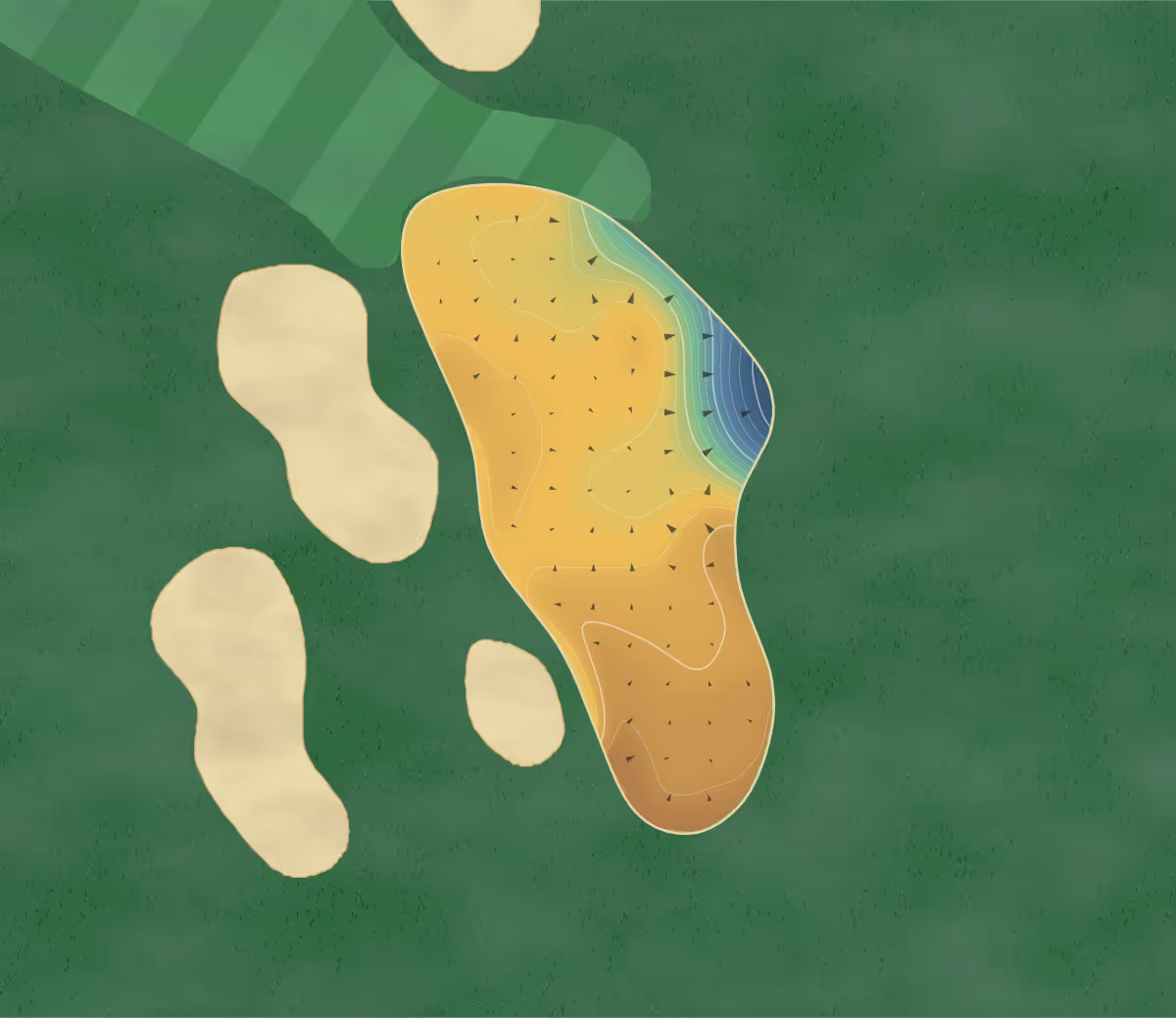 Green contour map of Purchase in Purchase, New York: 162 elevation contours at a 3-inch interval with fall-line arrows, traced from 1-meter lidar