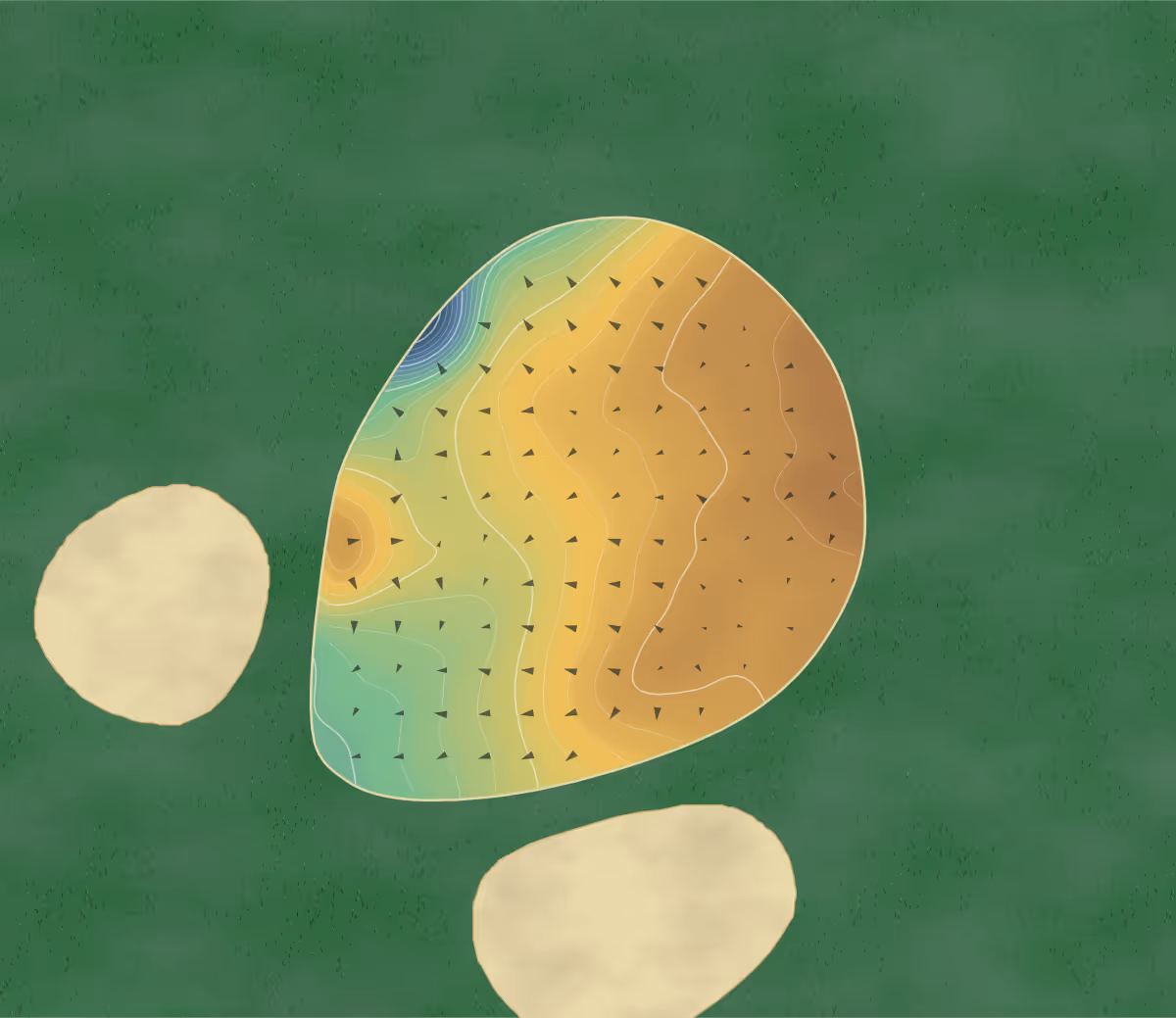 Green contour map of Golf de Chambly in Carignan, Canada: 140 elevation contours at a 8-centimeter interval with fall-line arrows, traced from 1-meter lidar