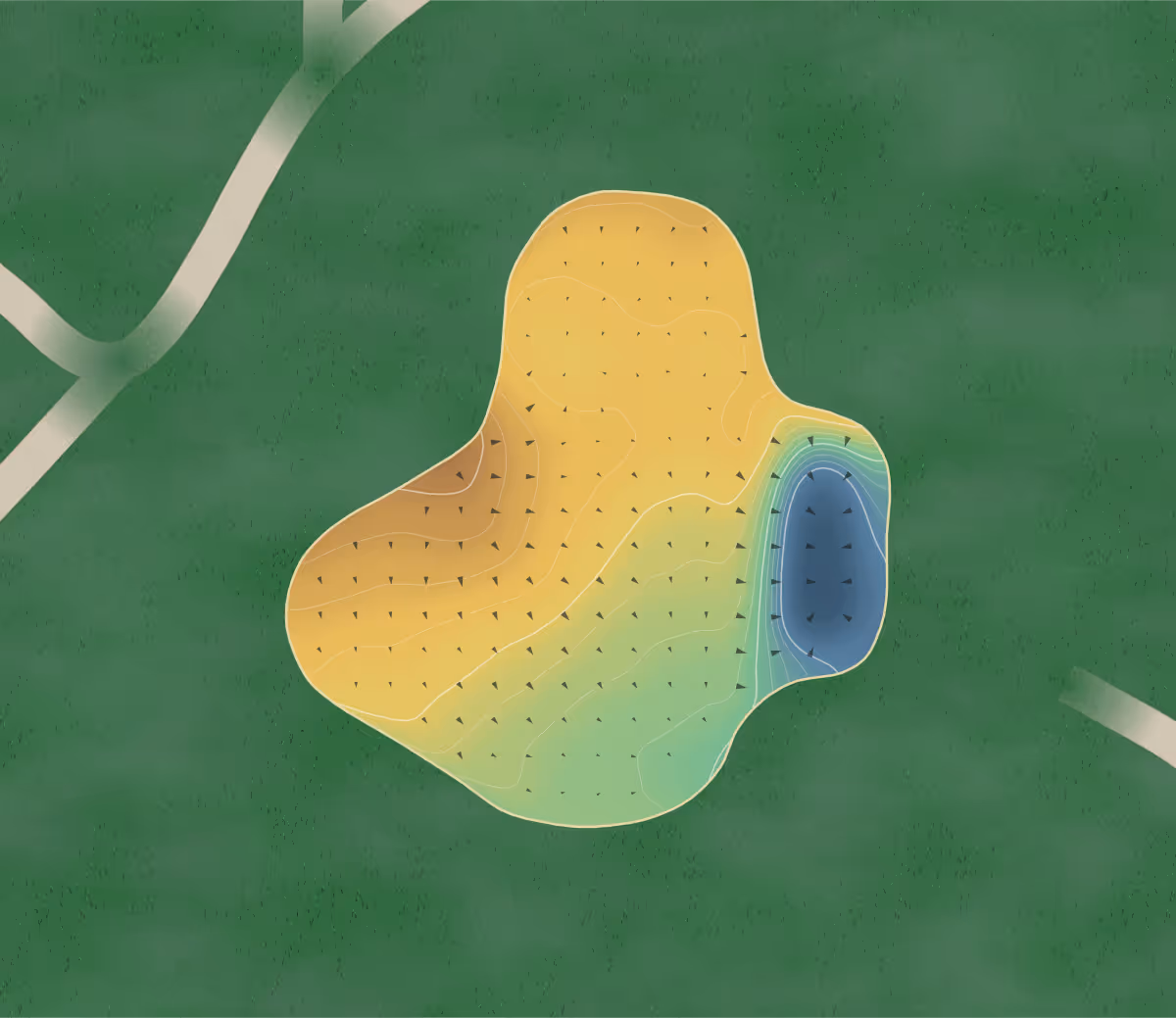 Green contour map of Golf de La Wantzenau in La Wantzenau, France — 198 elevation contours at a 8-centimeter interval with fall-line arrows, traced from 1-meter lidar