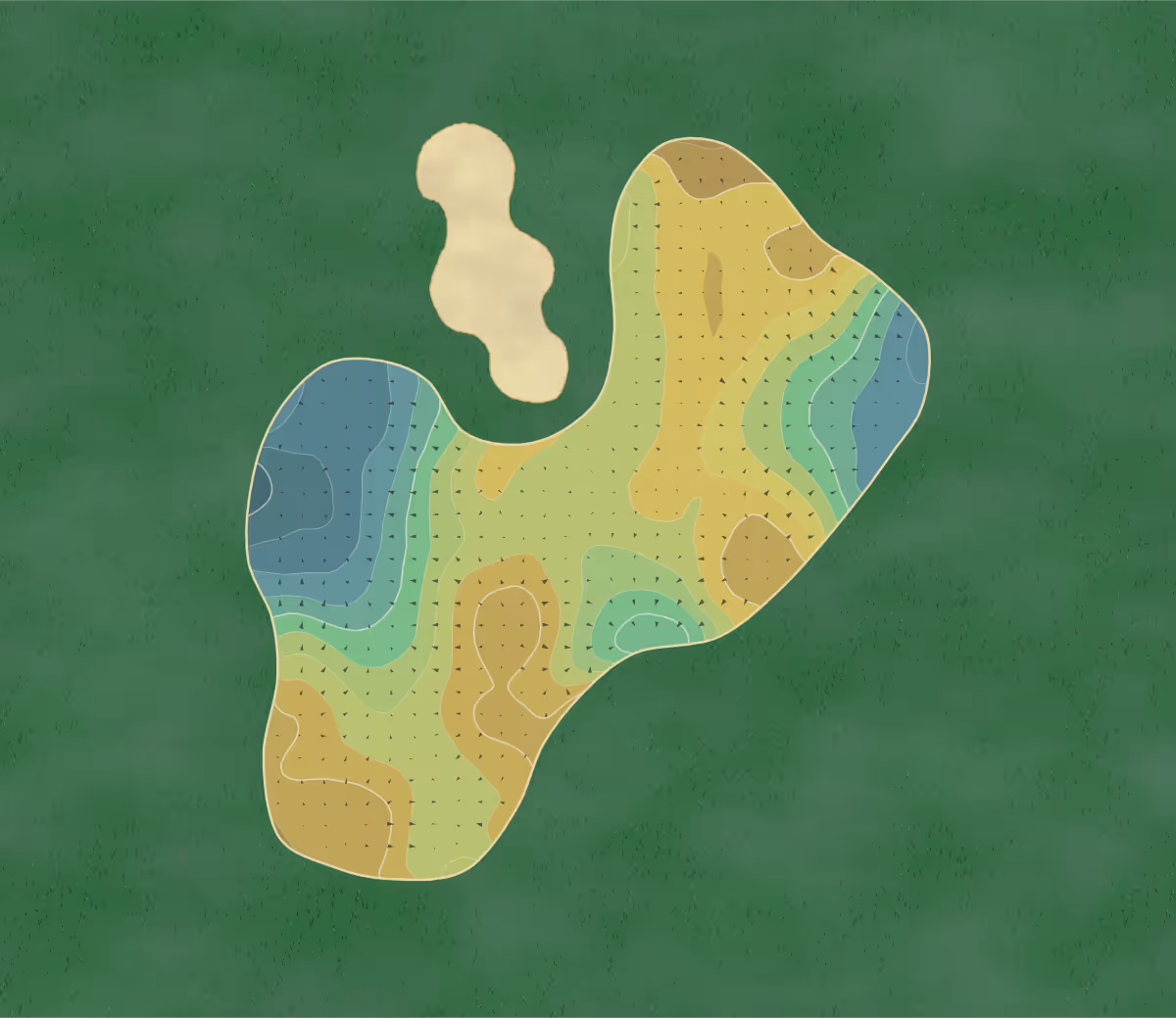 Green contour map of Midden in ND Esbeek, Netherlands — 155 elevation contours at a 8-centimeter interval with fall-line arrows, traced from 1-meter lidar