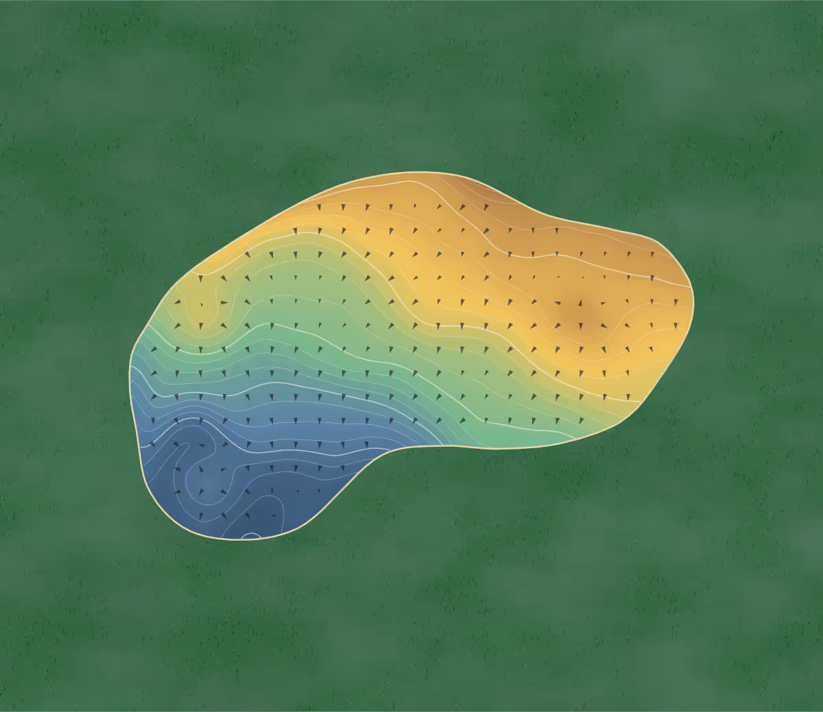 Green contour map of Golfpark Holzhäusern in Risch-Rotkreuz, Switzerland — 174 elevation contours at a 8-centimeter interval with fall-line arrows, traced from 1-meter lidar