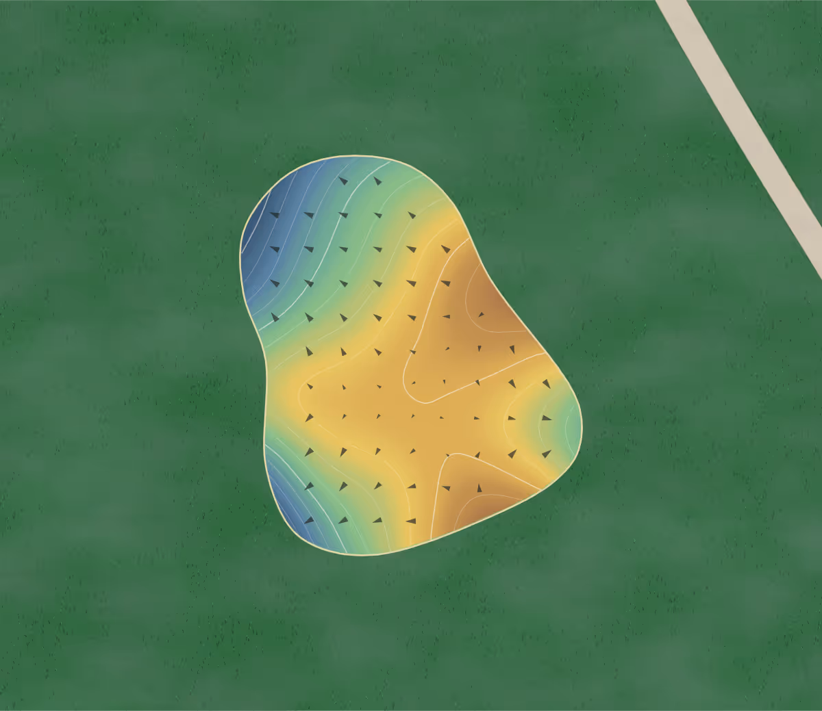 Green contour map of Graeagle Meadows in Graeagle, California: 163 elevation contours at a 3-inch interval with fall-line arrows, traced from 1-meter lidar