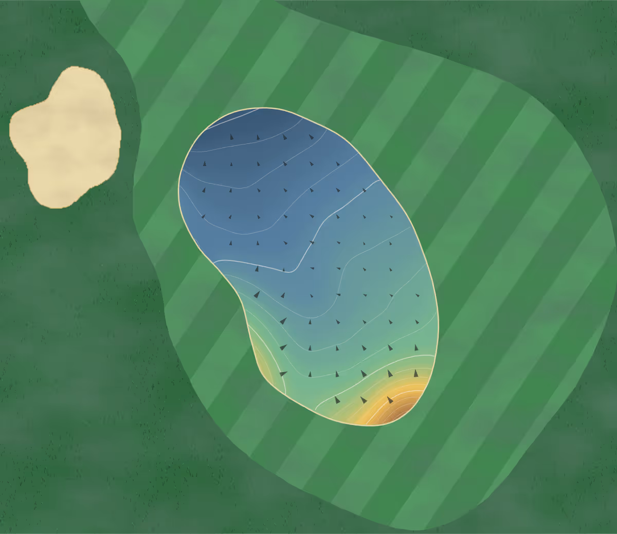 Green contour map of Grafton in South Grafton, Australia — 163 elevation contours at a 8-centimeter interval with fall-line arrows, traced from 1-meter lidar
