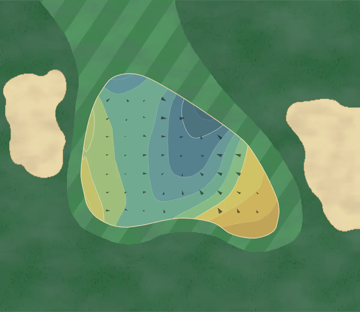 Green contour map of Grand Haven in Palm Coast, Florida — 170 elevation contours at a 3-inch interval with fall-line arrows, traced from 1-meter lidar