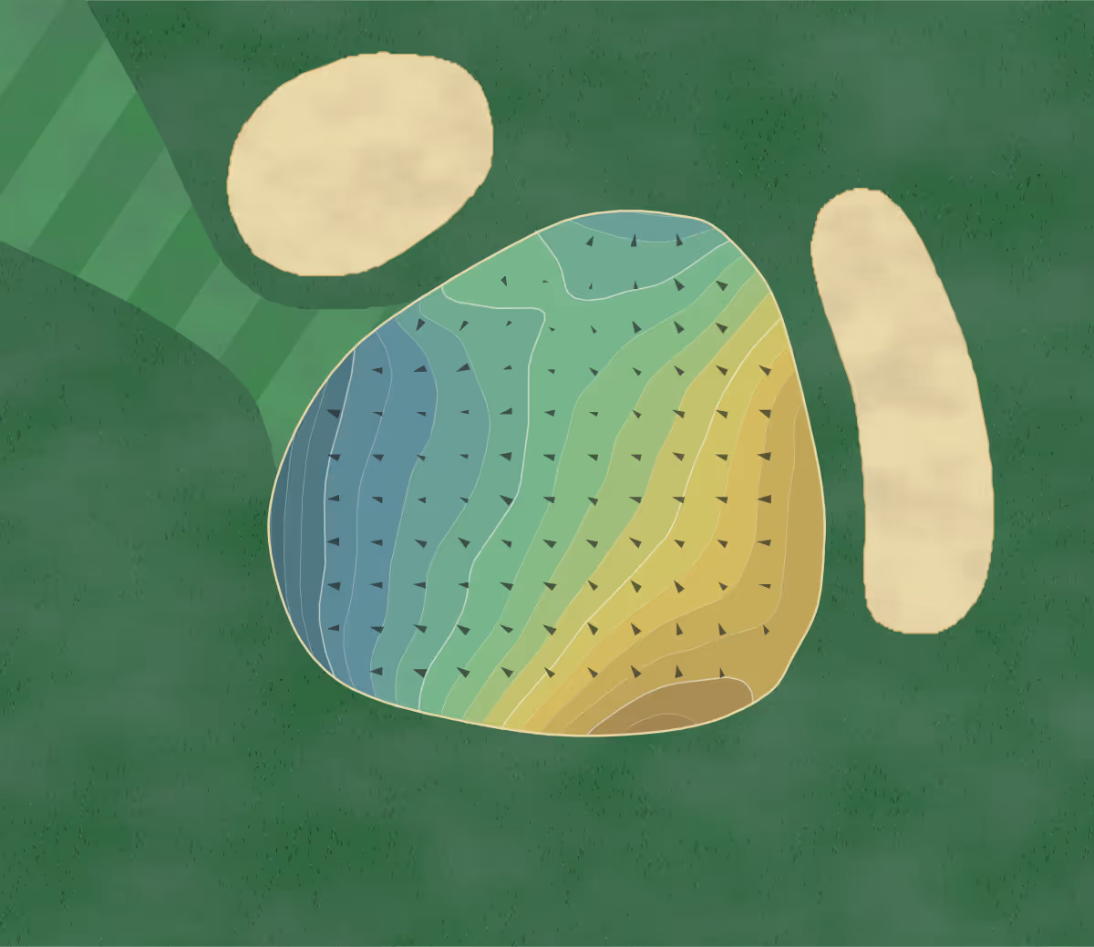 Green contour map of Grand View in Hortonville, Wisconsin — 98 elevation contours at a 3-inch interval with fall-line arrows, traced from 1-meter lidar