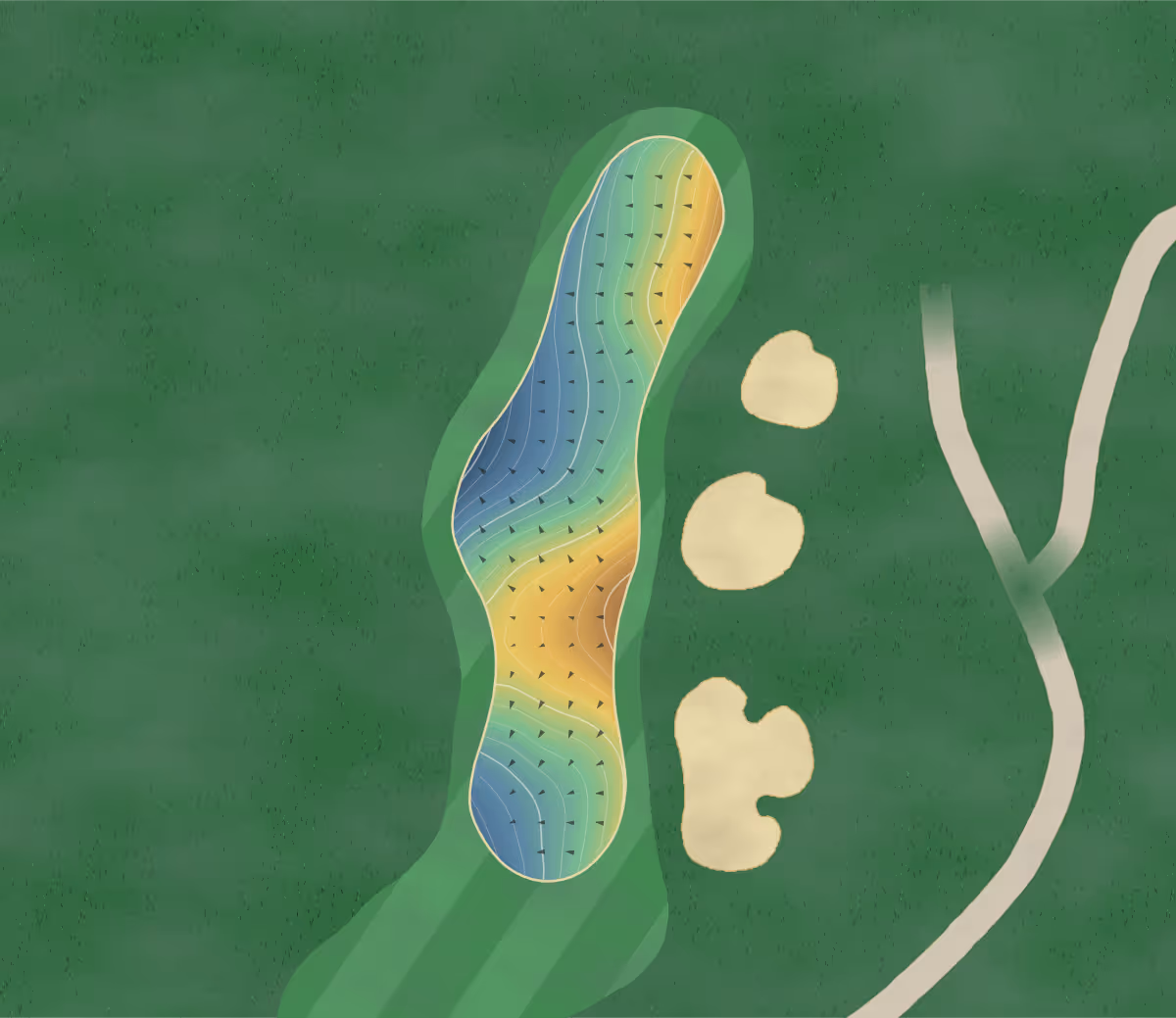 Green contour map of Grapevine Golf Course Pecan/Mockingbird in Grapevine, Texas: 192 elevation contours at a 3-inch interval with fall-line arrows, traced from 1-meter lidar