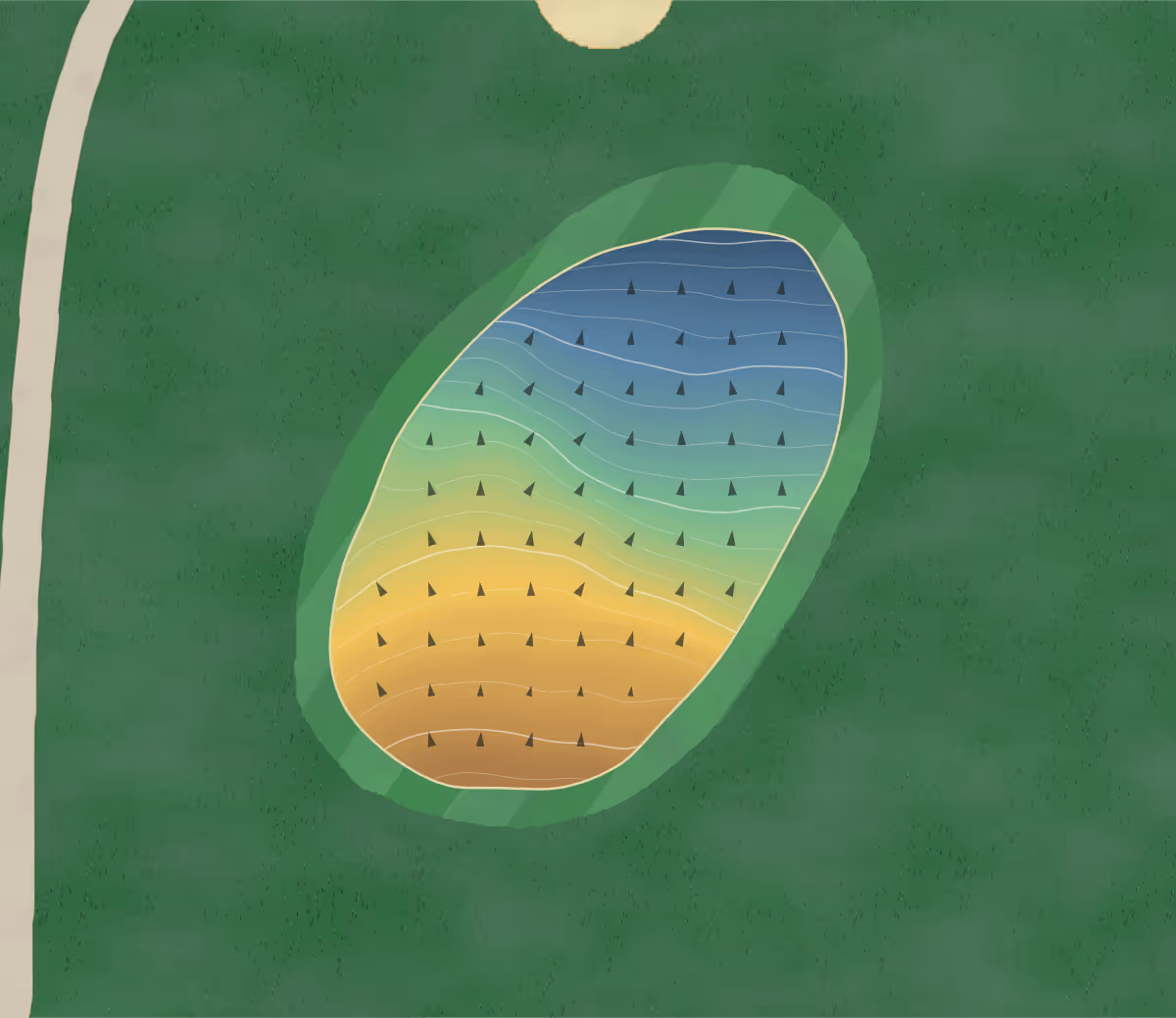 Green contour map of Gray Eagle in Fishers, Indiana — 171 elevation contours at a 3-inch interval with fall-line arrows, traced from 1-meter lidar