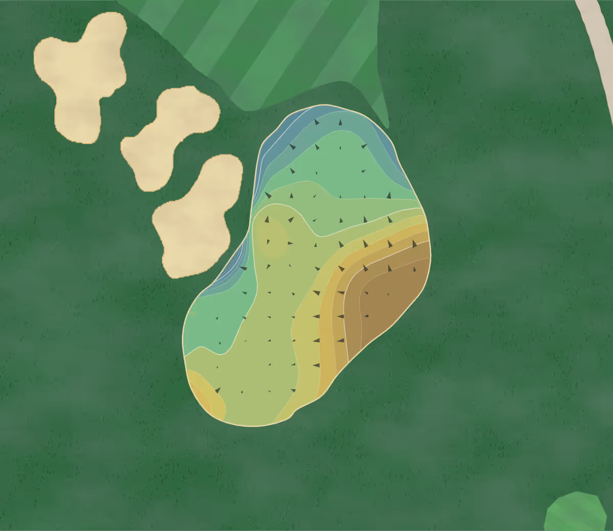 Green contour map of Grayhawk - Talon in Scottsdale, Arizona — 320 elevation contours at a 3-inch interval with fall-line arrows, traced from 1-meter lidar