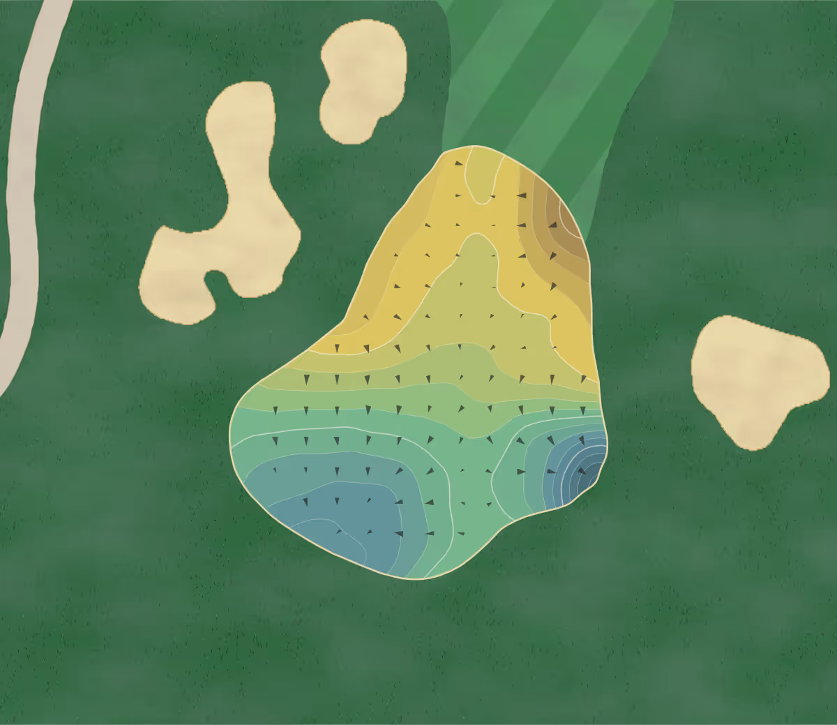 Green contour map of Great River in Milford, Connecticut — 285 elevation contours at a 3-inch interval with fall-line arrows, traced from 1-meter lidar