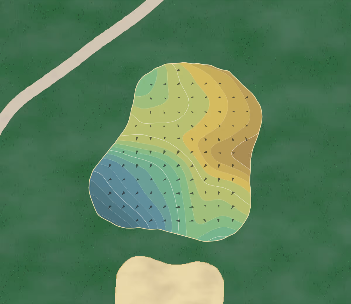 Green contour map of Greate Bay in Somers Point, New Jersey — 187 elevation contours at a 3-inch interval with fall-line arrows, traced from 1-meter lidar