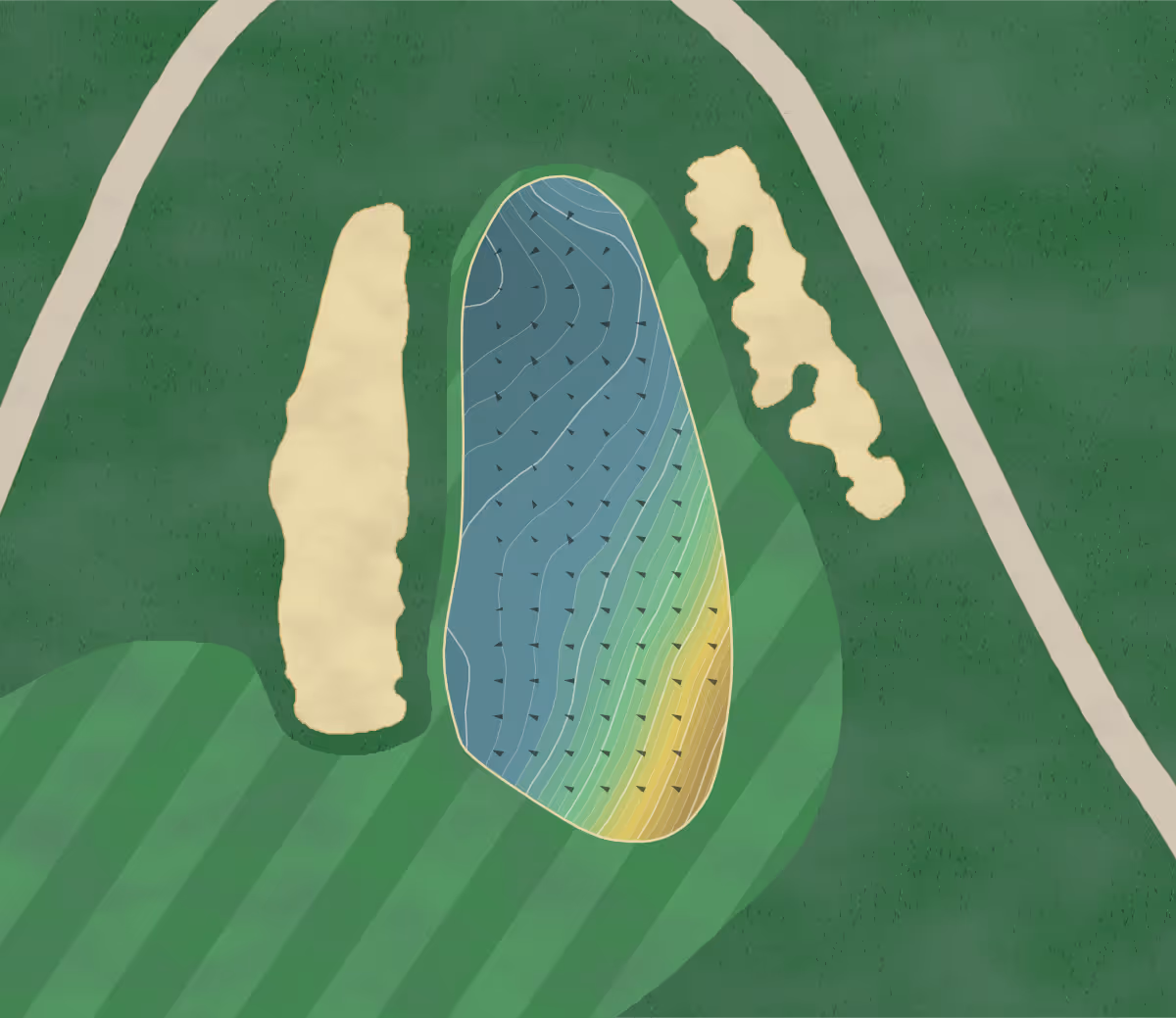 Green contour map of Greathorse in Hampden, Massachusetts — 511 elevation contours at a 3-inch interval with fall-line arrows, traced from 1-meter lidar
