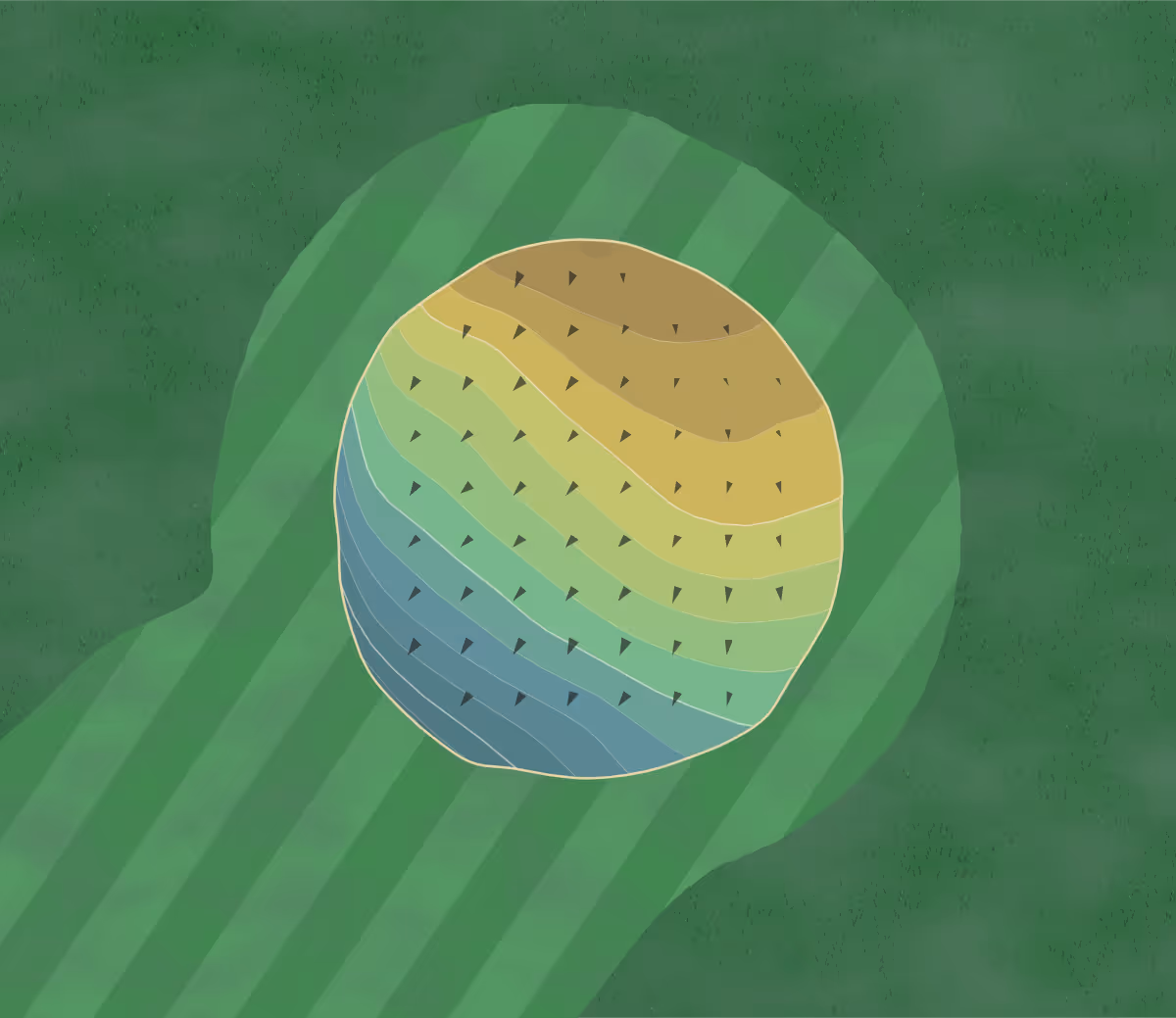 Green contour map of Green Acres in Donnellson, Iowa — 68 elevation contours at a 3-inch interval with fall-line arrows, traced from 1-meter lidar