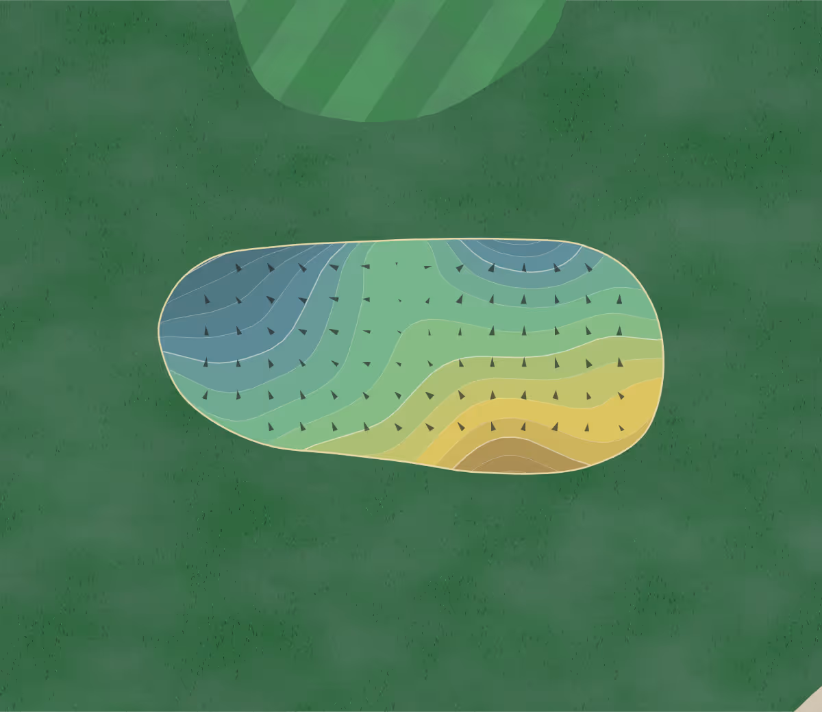 Green contour map of Green Bay in Green Bay, Wisconsin — 171 elevation contours at a 3-inch interval with fall-line arrows, traced from 1-meter lidar