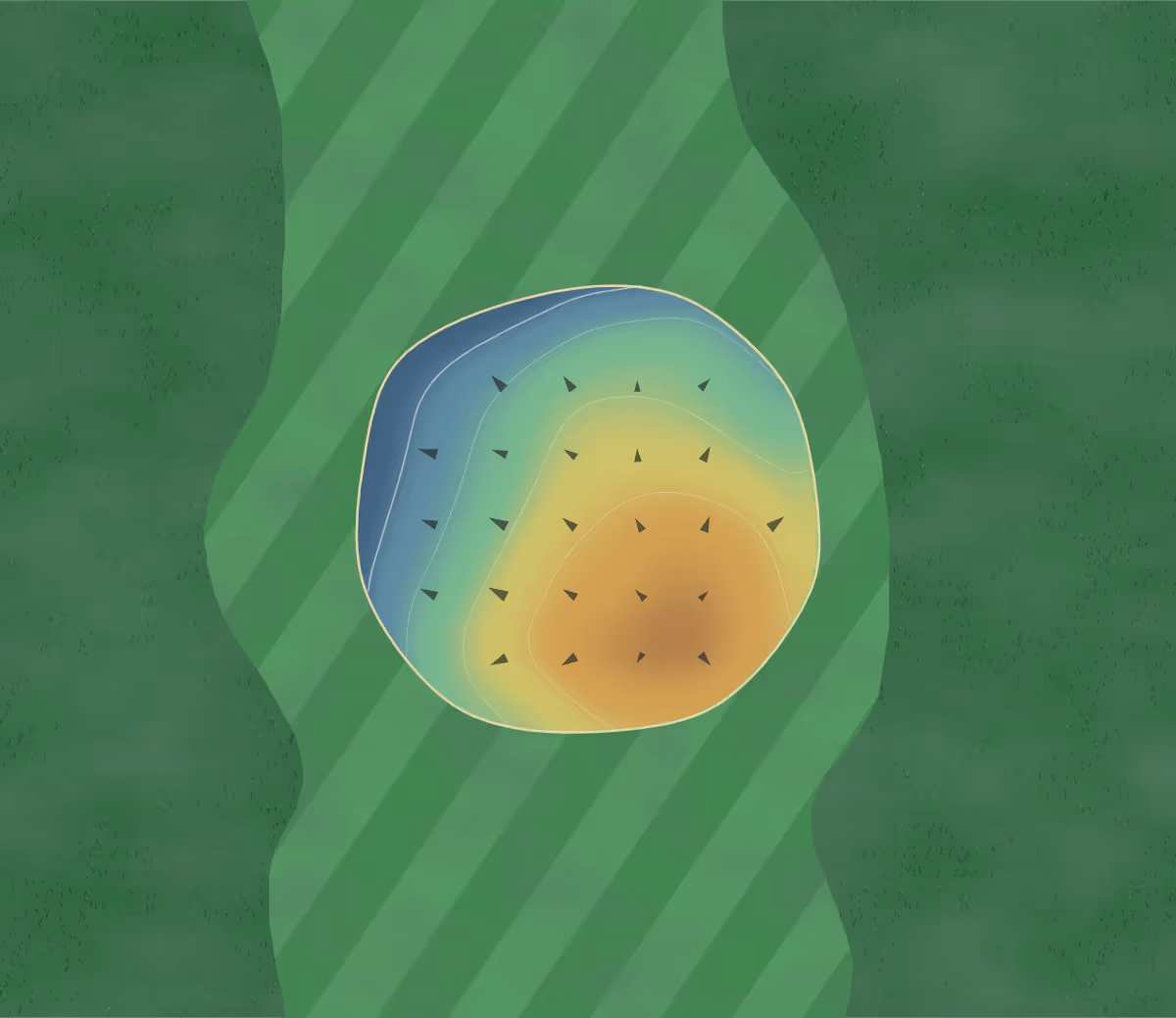 Green contour map of Green Brian in Morris, Alabama: 5 elevation contours at a 3-inch interval with fall-line arrows, traced from 1-meter lidar
