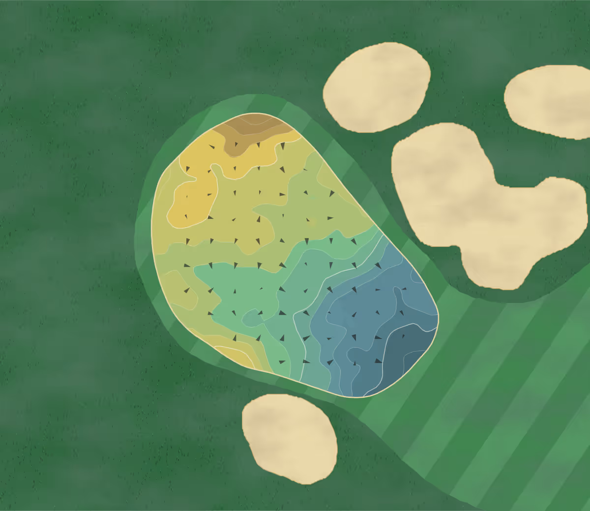 Green contour map of Green Hill in Worcester, Massachusetts — 210 elevation contours at a 3-inch interval with fall-line arrows, traced from 1-meter lidar