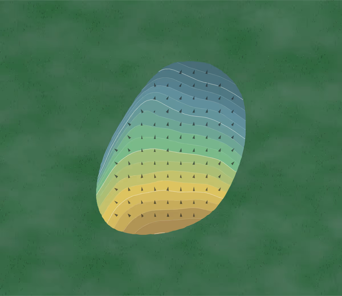Green contour map of Green Hills Golf Course in Cylde, Ohio — 224 elevation contours at a 3-inch interval with fall-line arrows, traced from 1-meter lidar