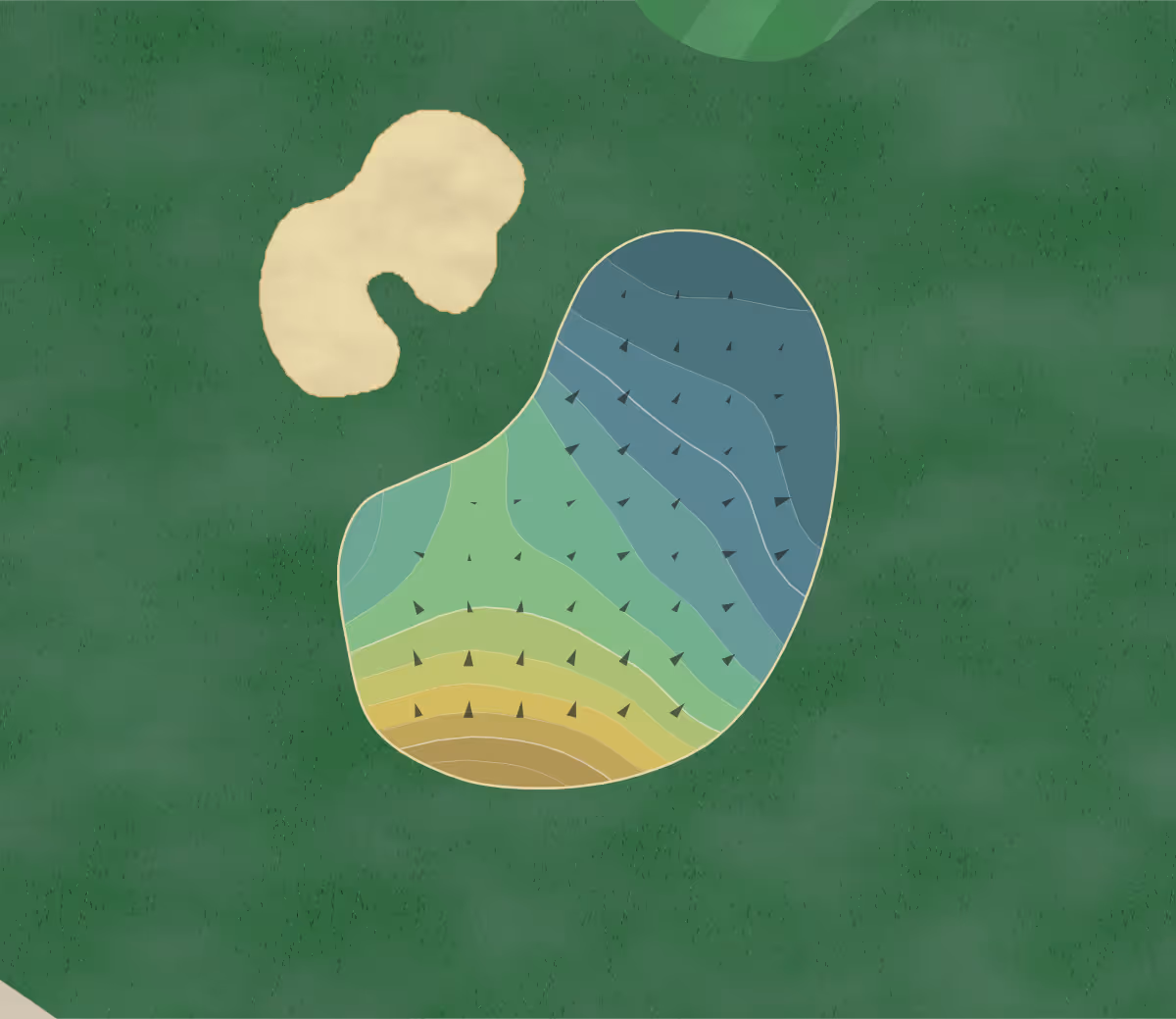 Green contour map of Green Meadow in Pikeville, Kentucky — 91 elevation contours at a 3-inch interval with fall-line arrows, traced from 1-meter lidar